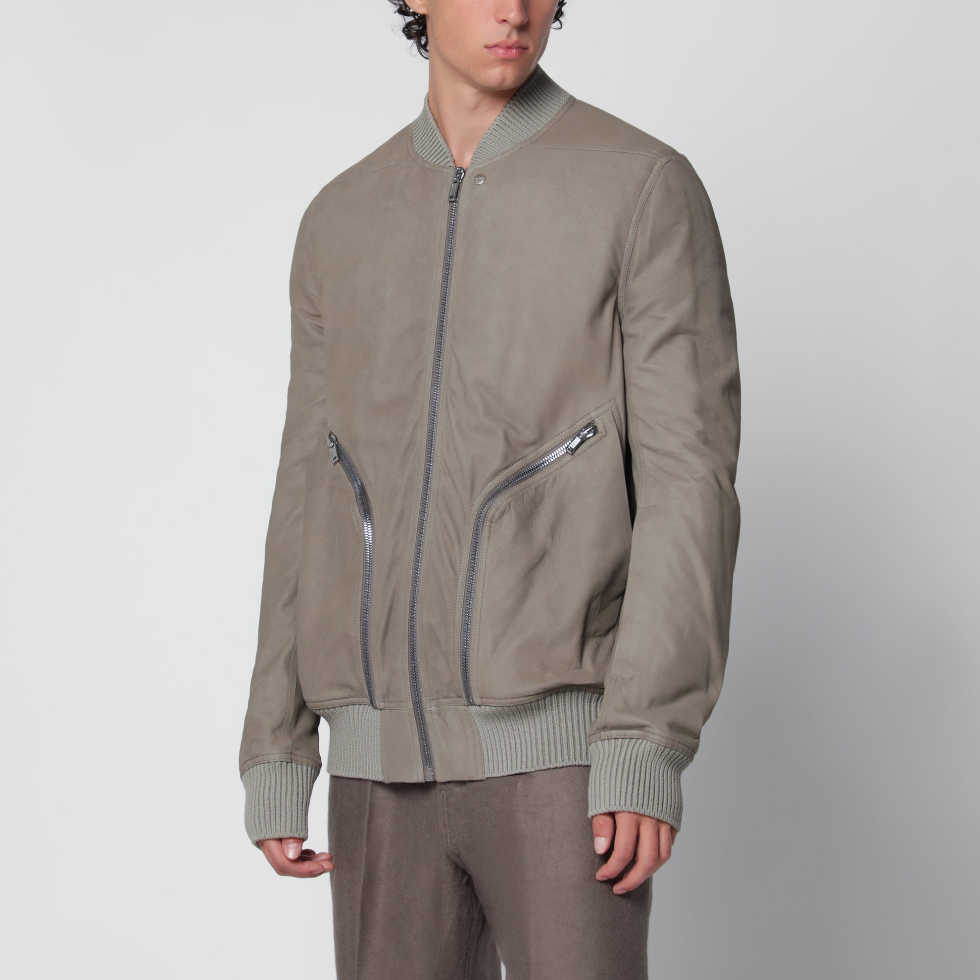 Pearl grey Heizer Flight jacket in leather