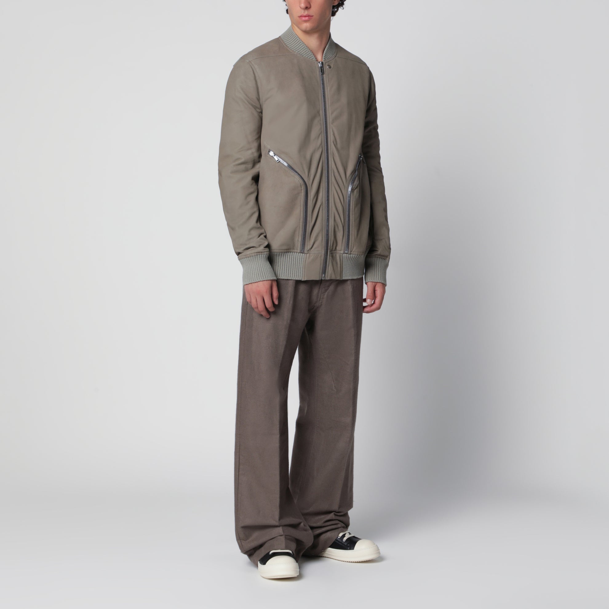 Pearl grey Heizer Flight jacket in leather