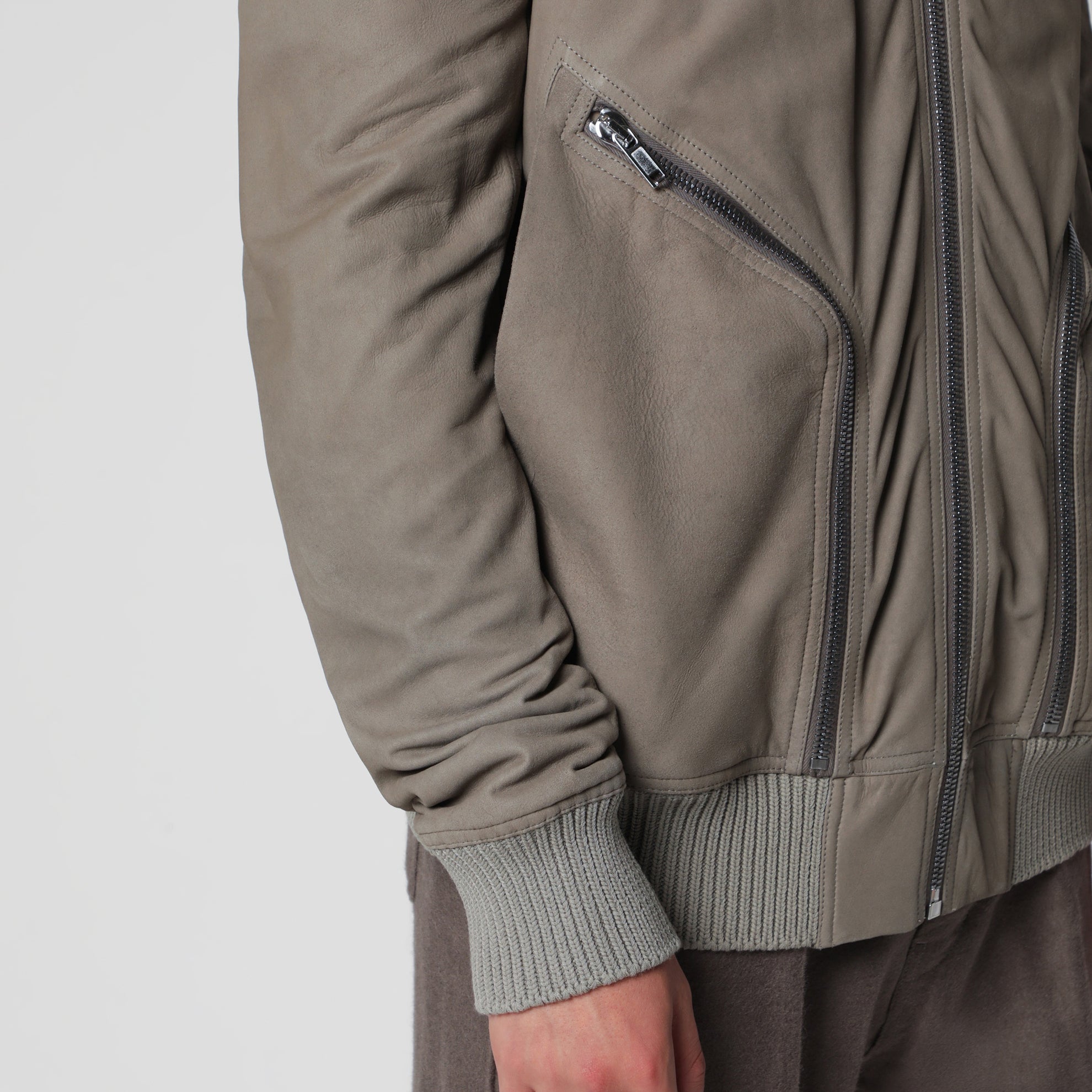 Pearl grey Heizer Flight jacket in leather
