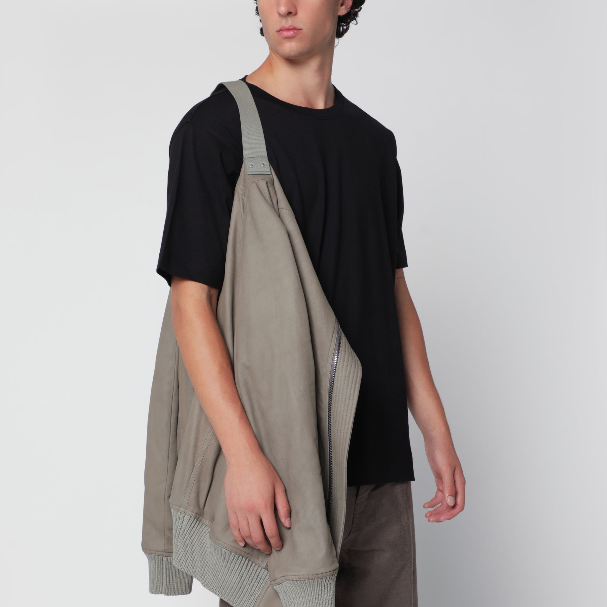 Pearl grey Heizer Flight jacket in leather