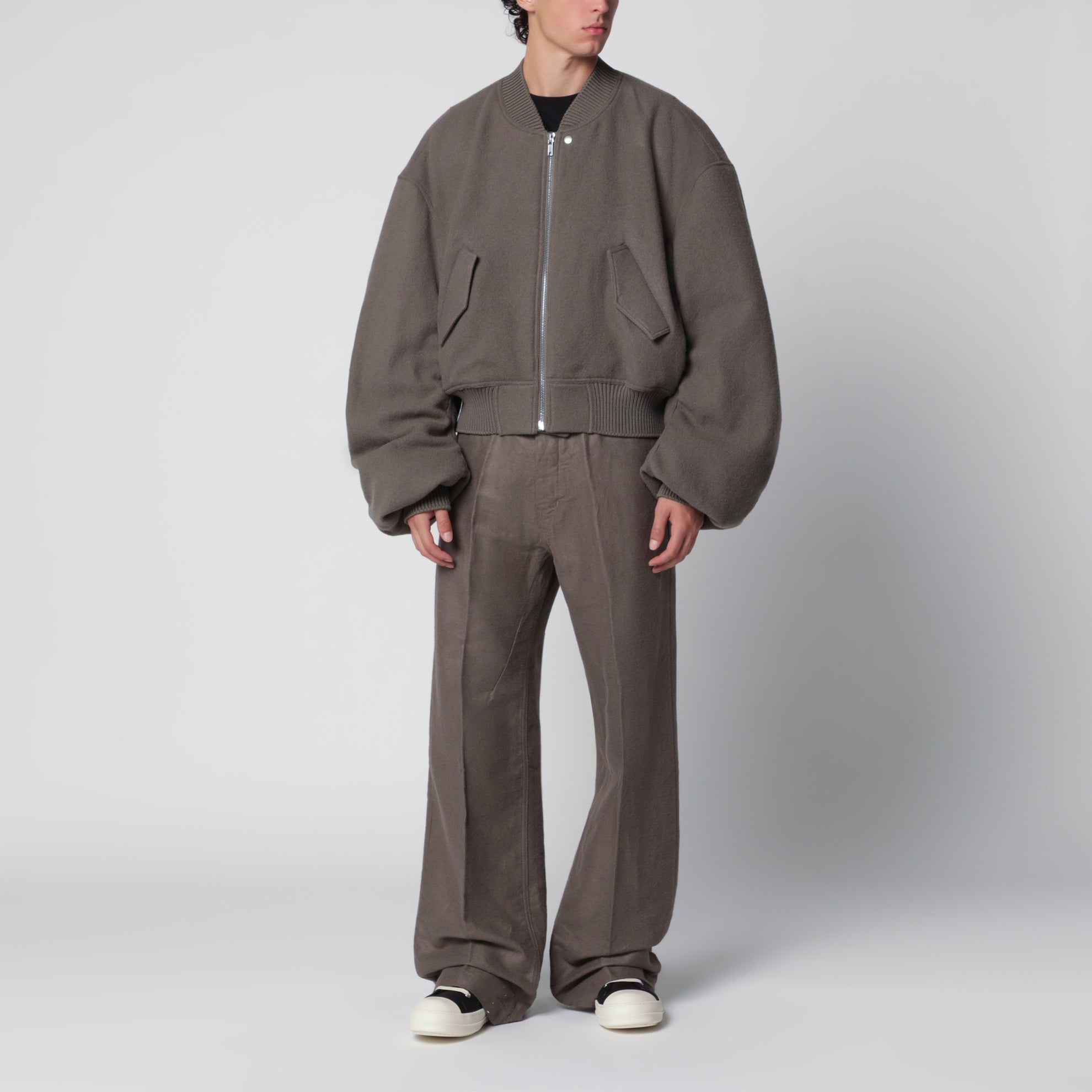 Taupe Tower Secchia Flight jacket in wool