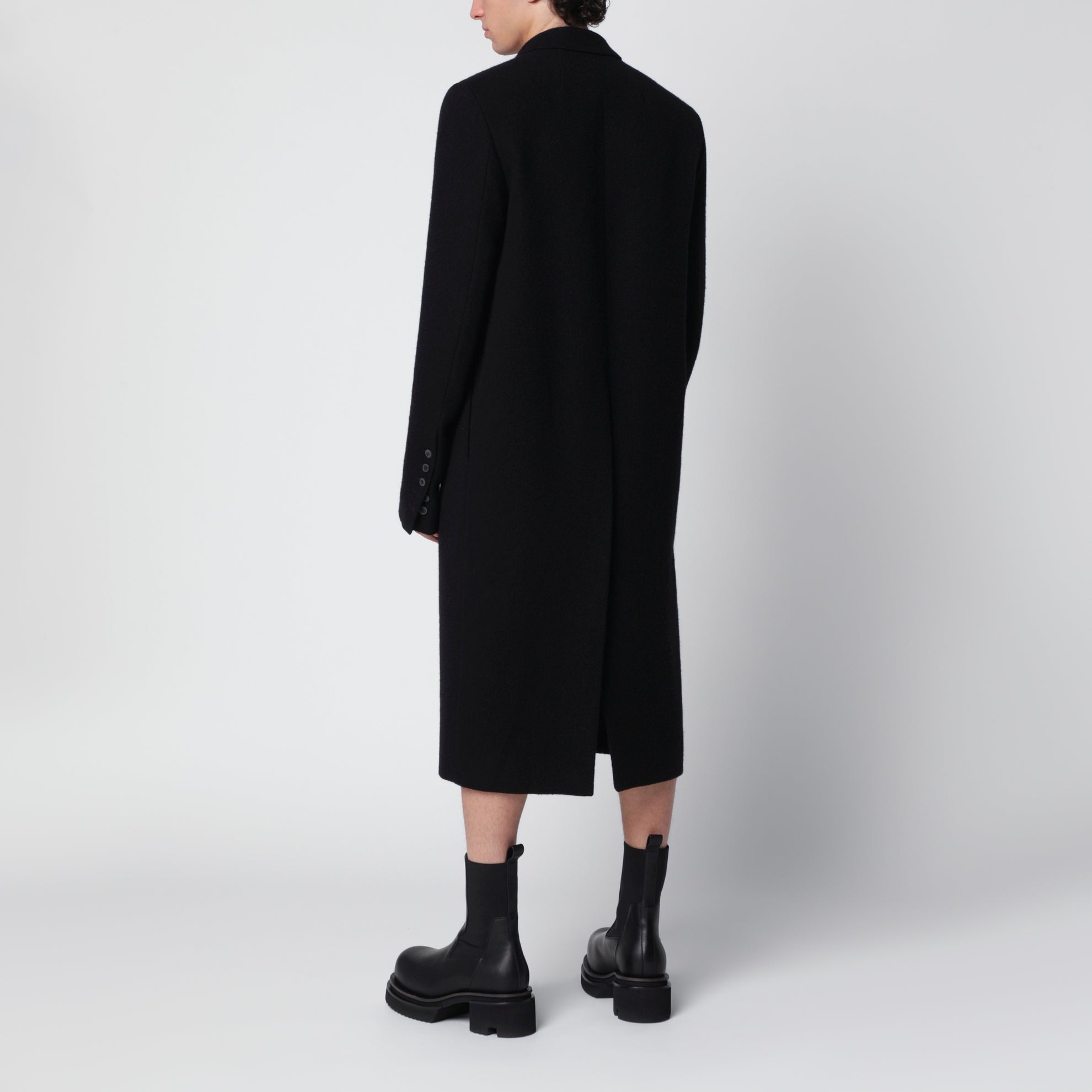 Cappotto monopetto nero in lana