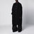 Long single-breasted virgin wool coat in black