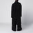 Long single-breasted virgin wool coat in black