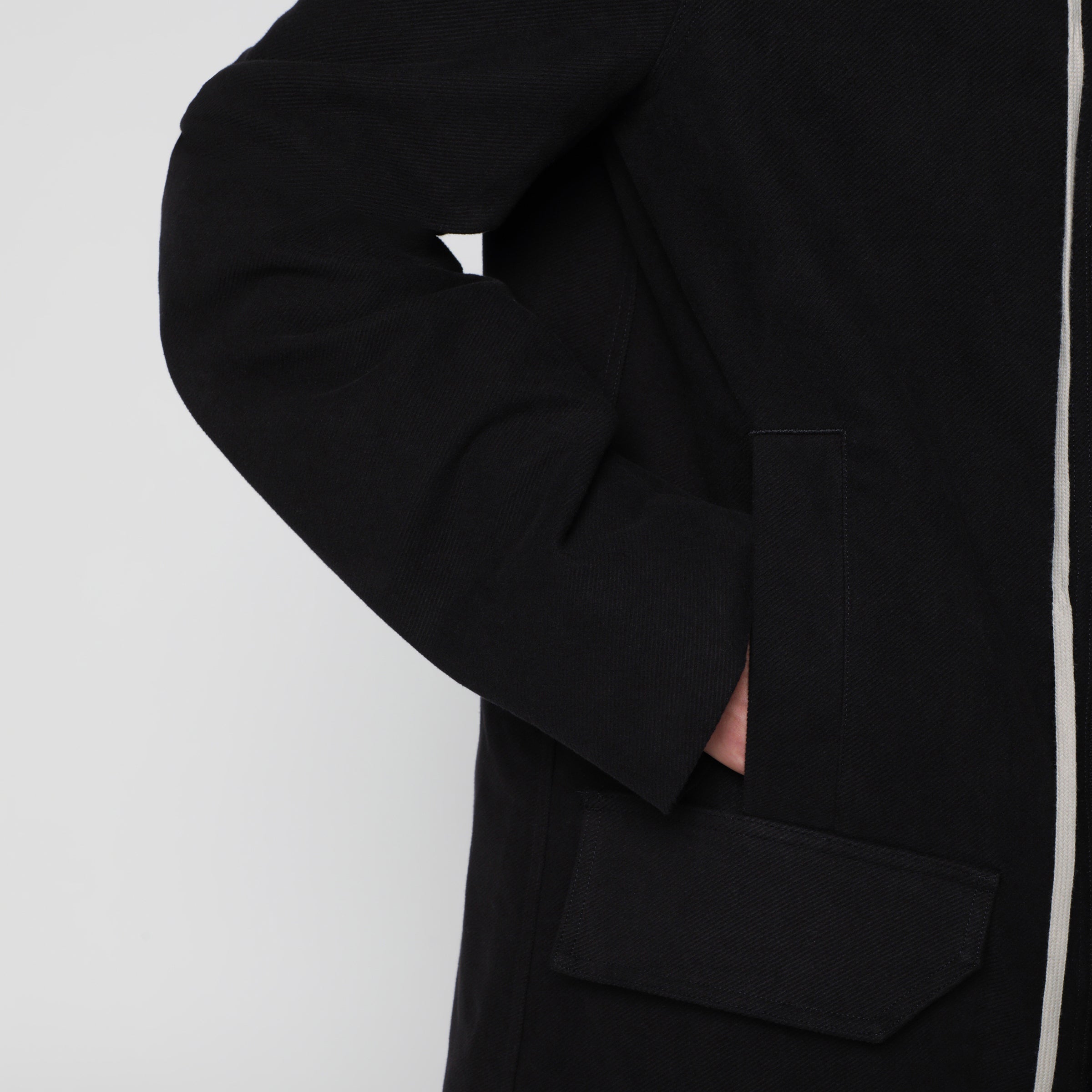 Rick Owens Long black Megaparka in cotton | TheDoubleF