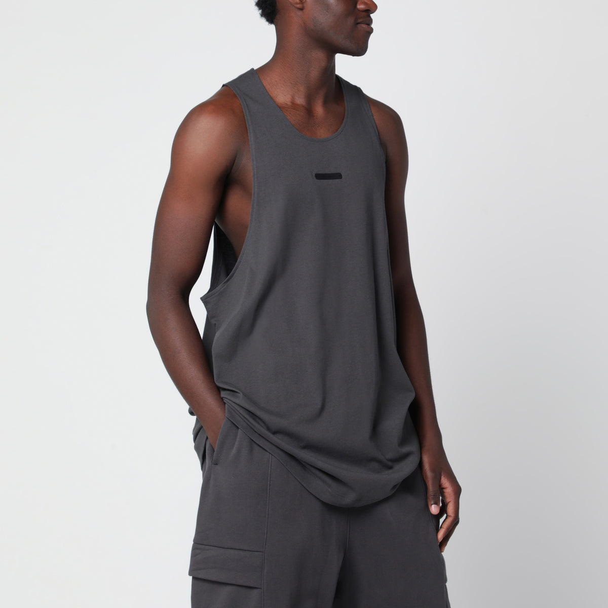 Essential iron grey cotton tank top
