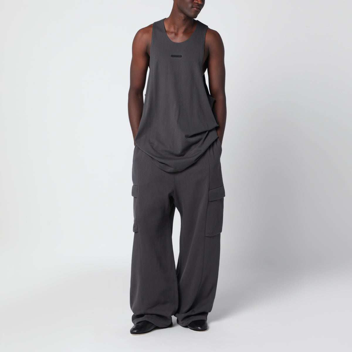 Essential iron grey cotton tank top