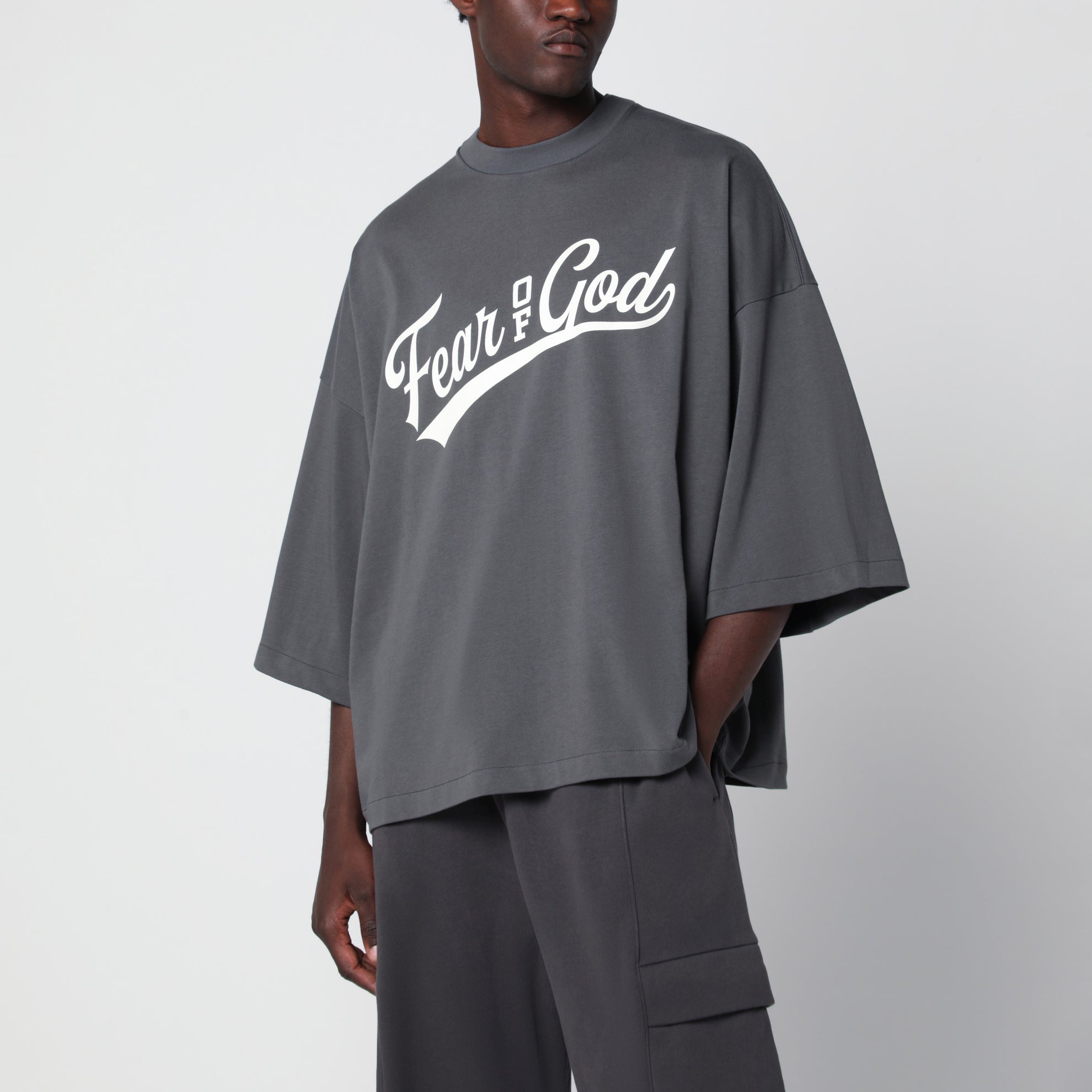 T-shirt Merch en coton gris fer