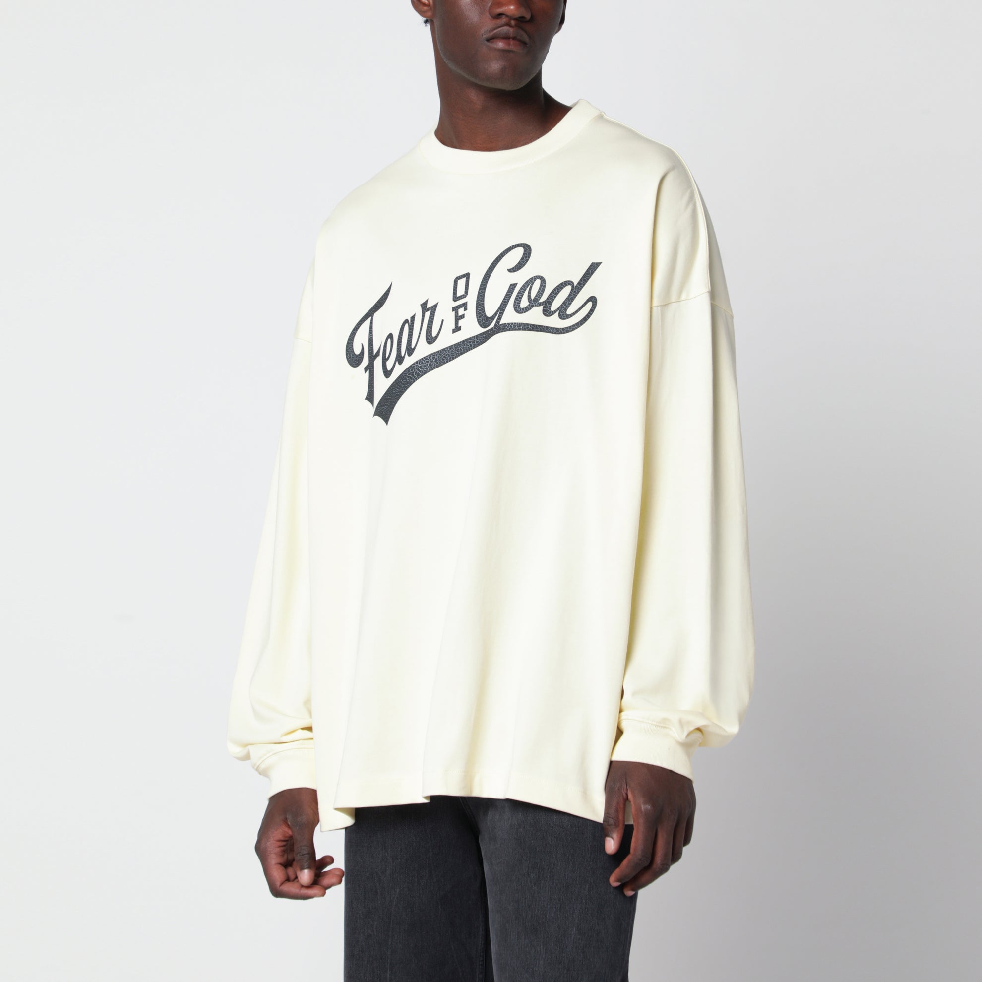 Merch Long Sleeve T-Shirt in Chalk Cotton