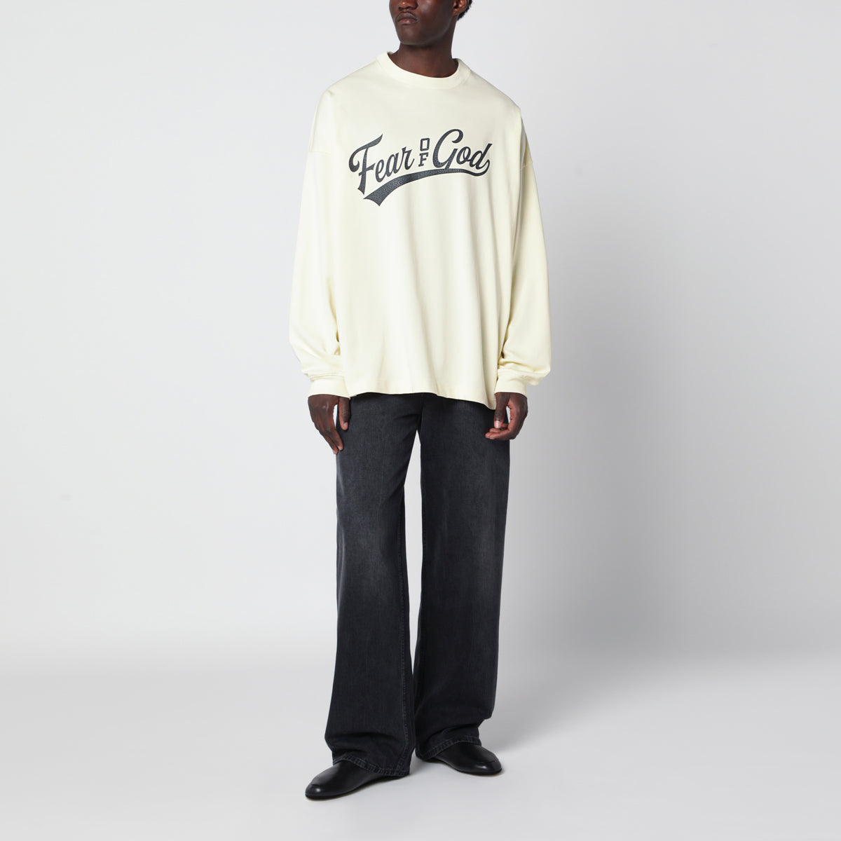 Merch Long Sleeve T-Shirt in Chalk Cotton