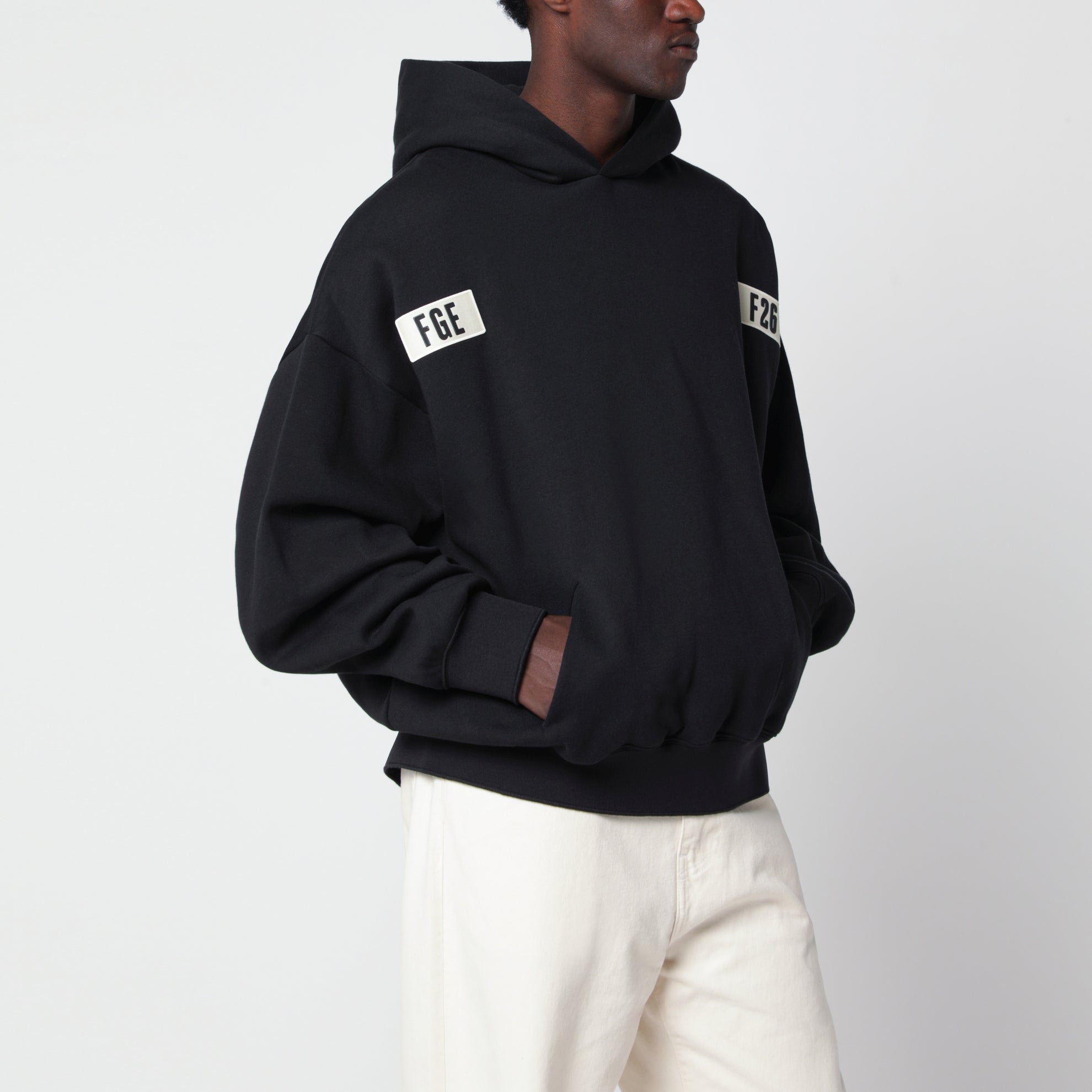 Sweat à capuche noir en coton des années 90
