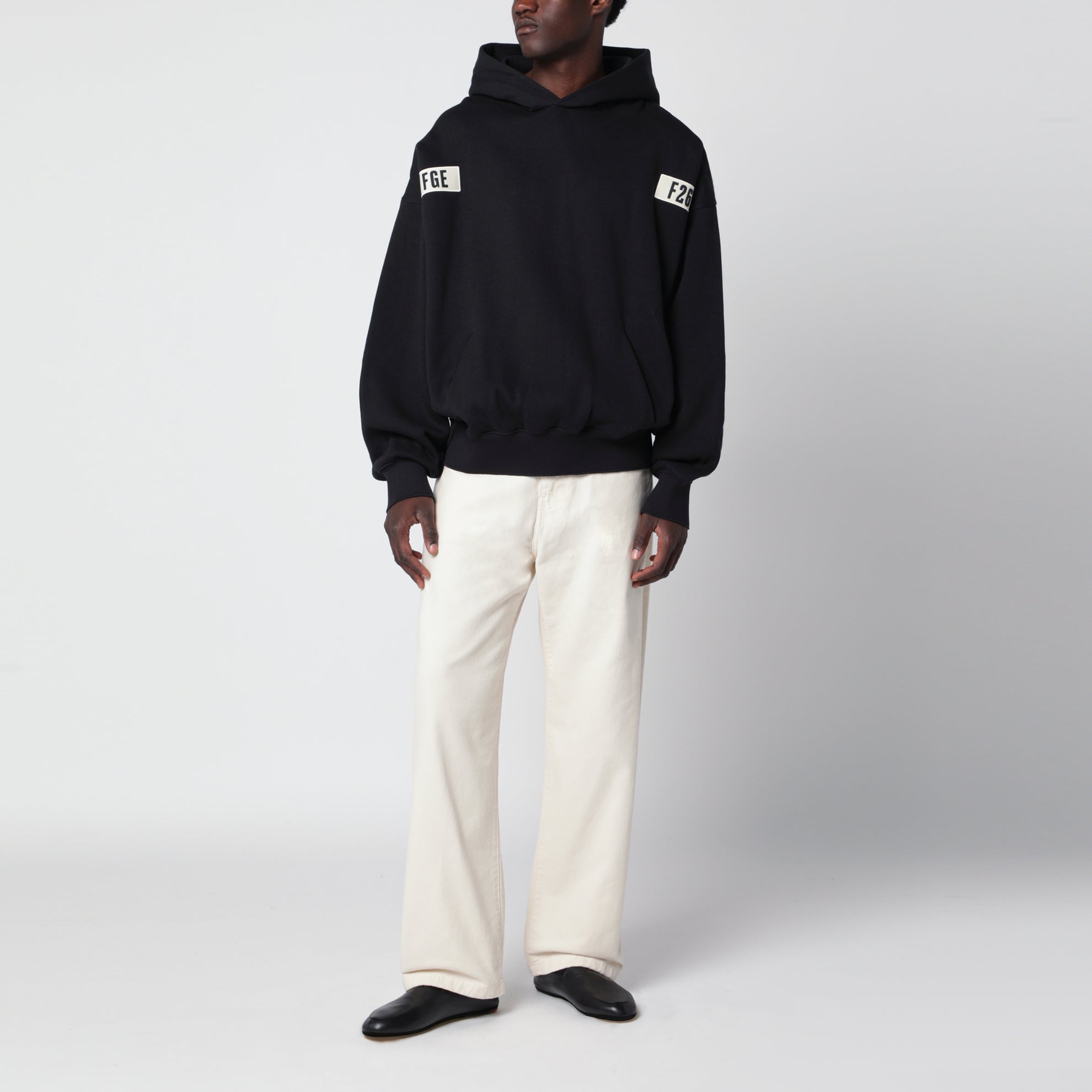 Sweat à capuche noir en coton des années 90