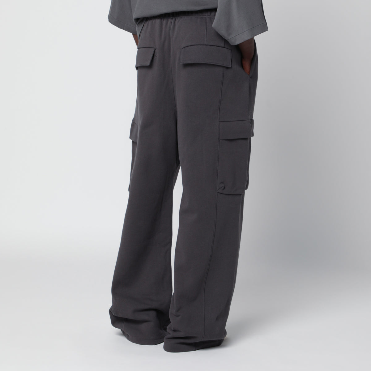 Iron Grey cargo jogging trousers in cotton fleece
