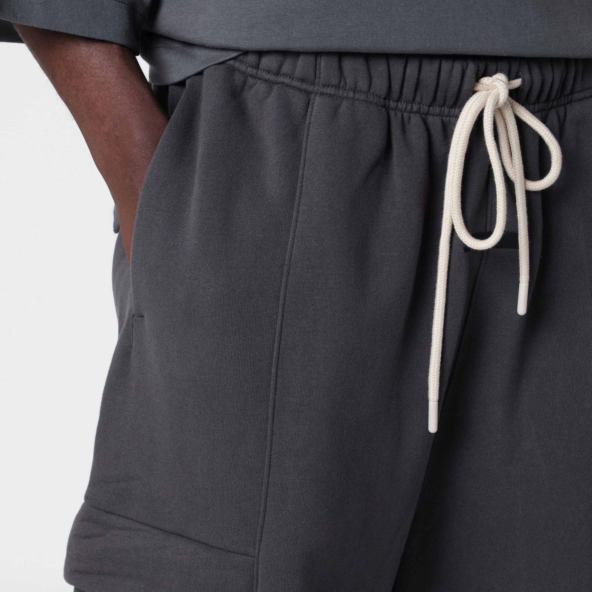 Iron Grey cargo jogging trousers in cotton fleece