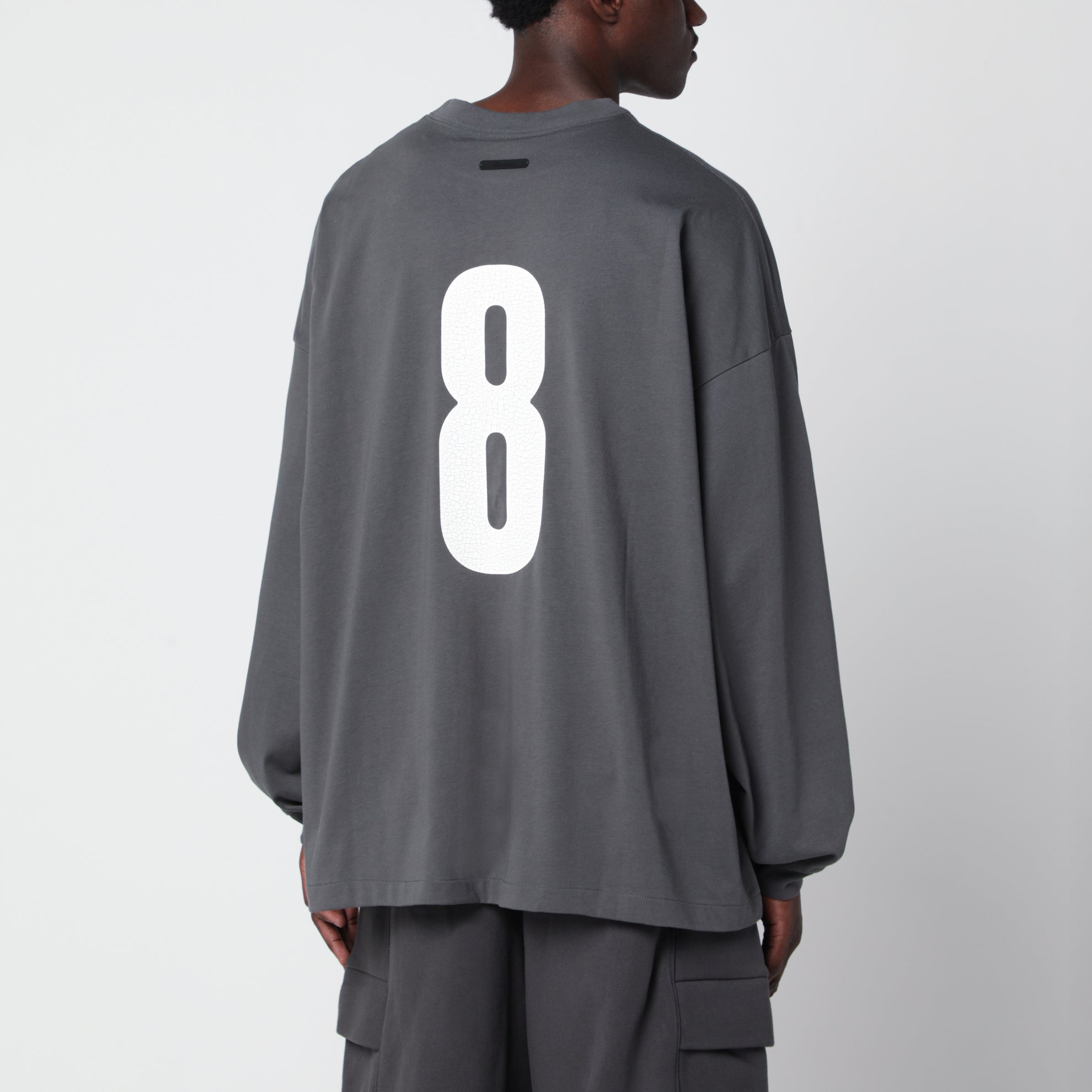 Grey Merch long-sleeved cotton T-shirt