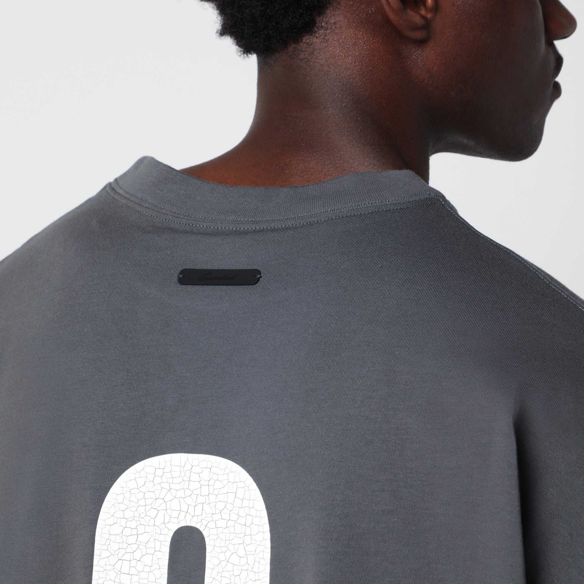 Grey Merch long-sleeved cotton T-shirt