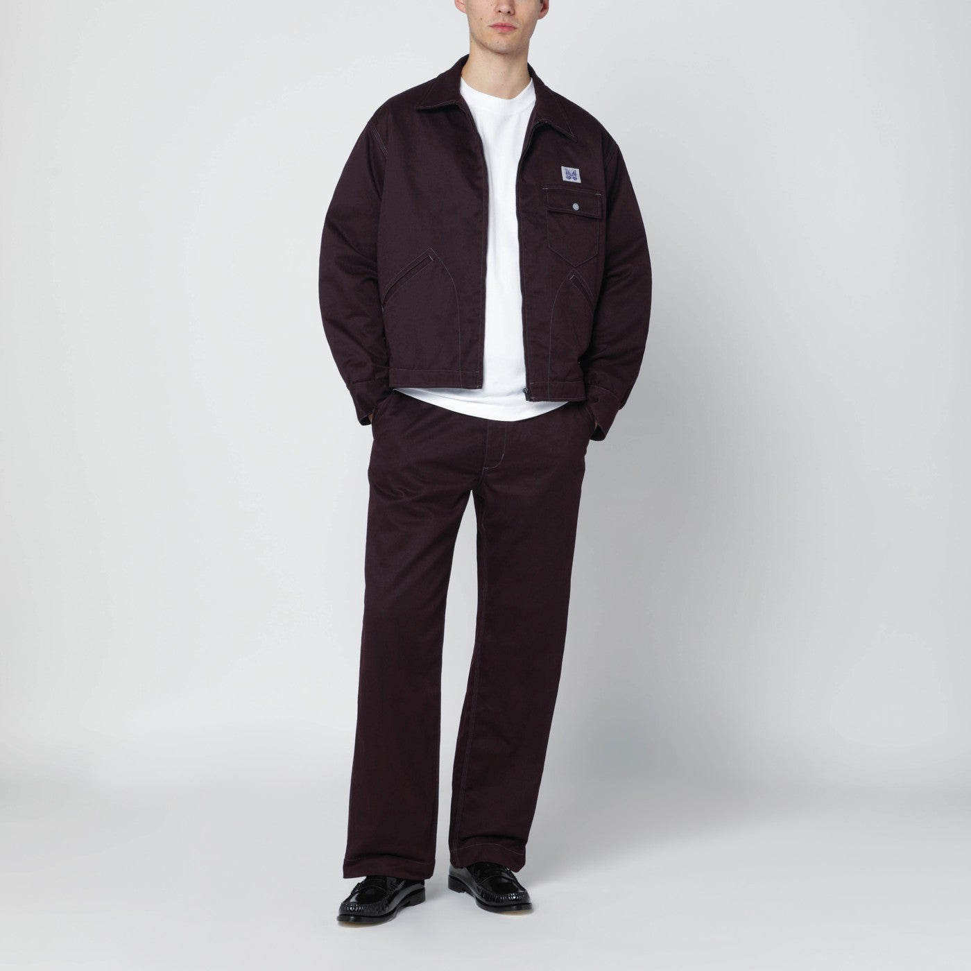 Burgundy zip shirt jacket