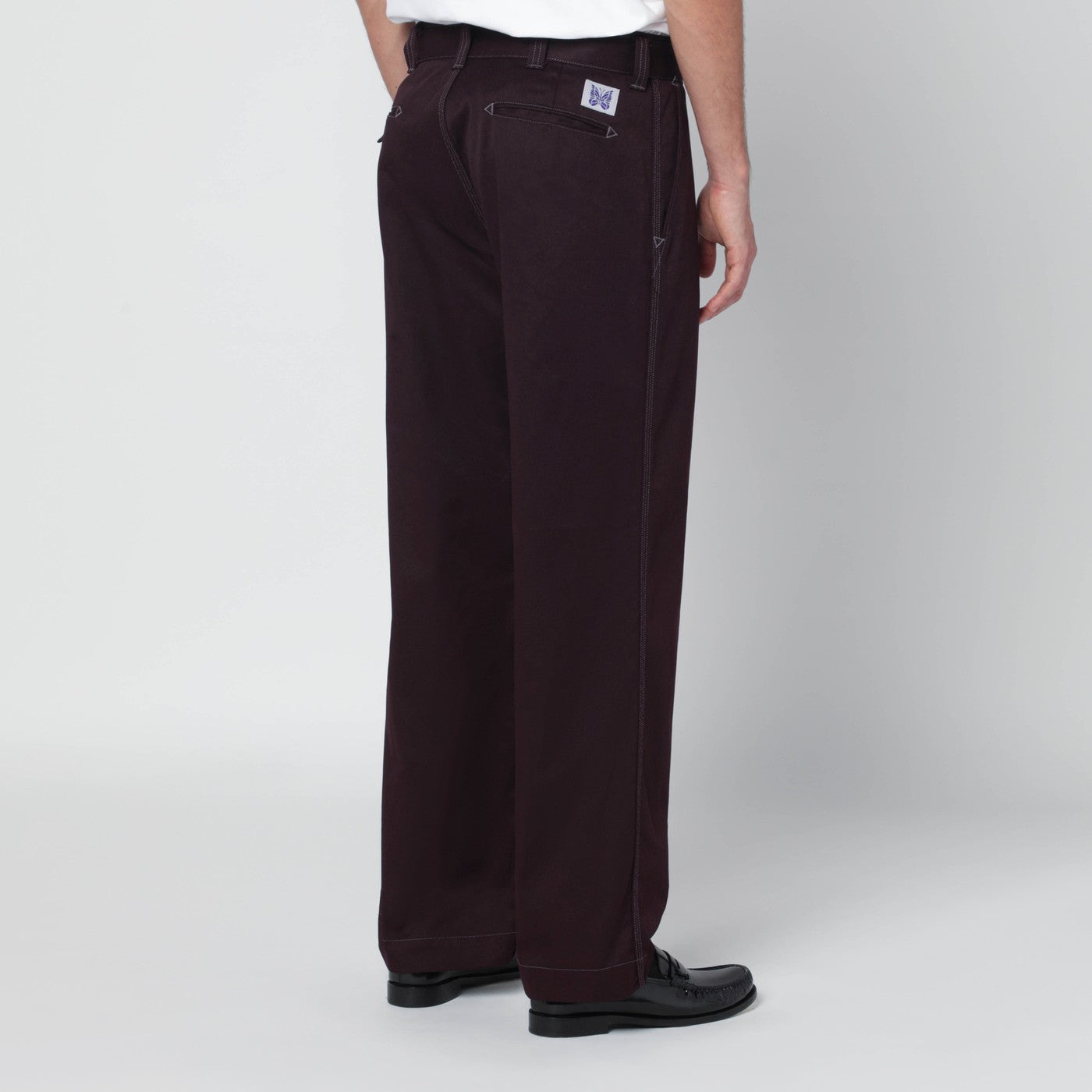 Burgundy cotton-blend trousers