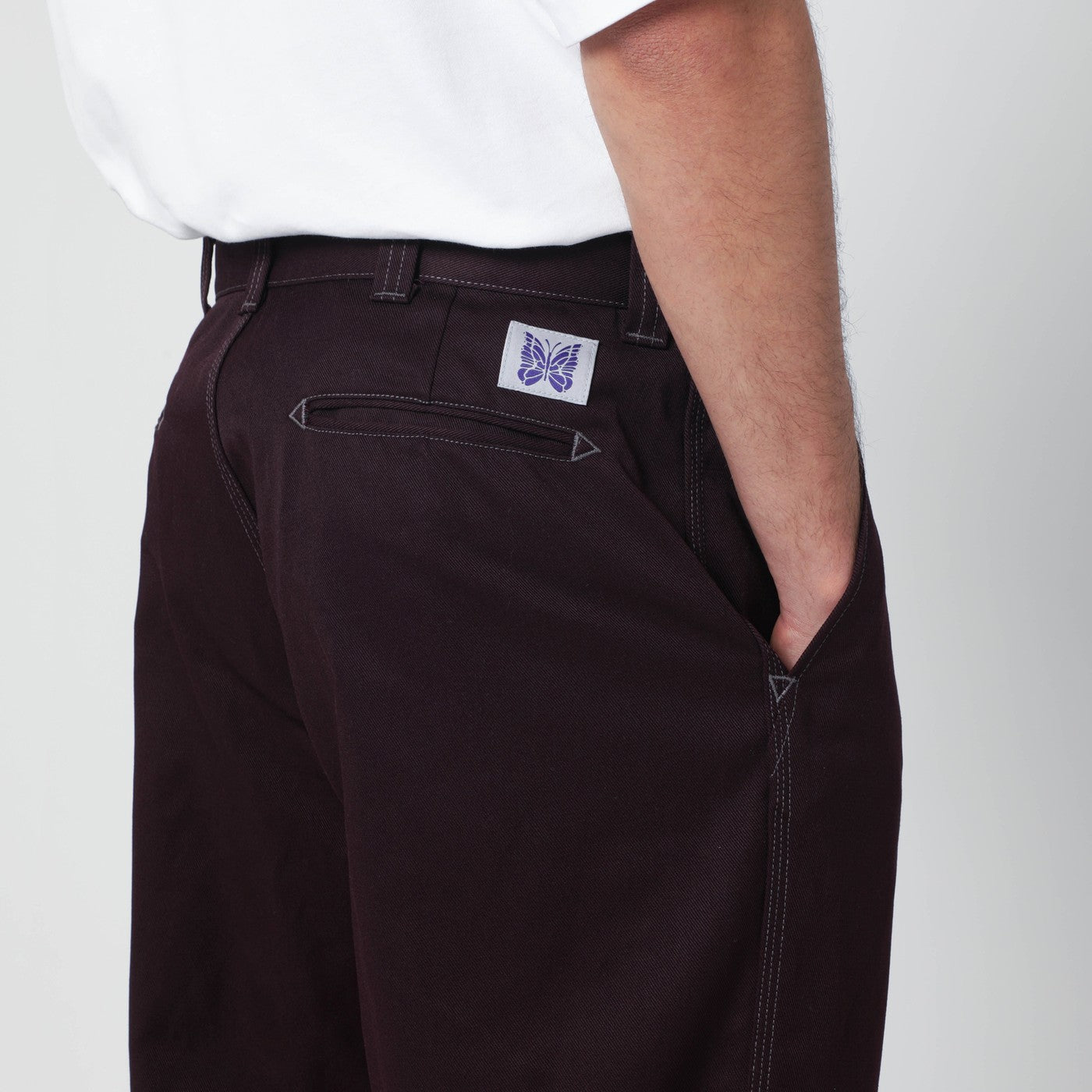 Burgundy cotton-blend trousers