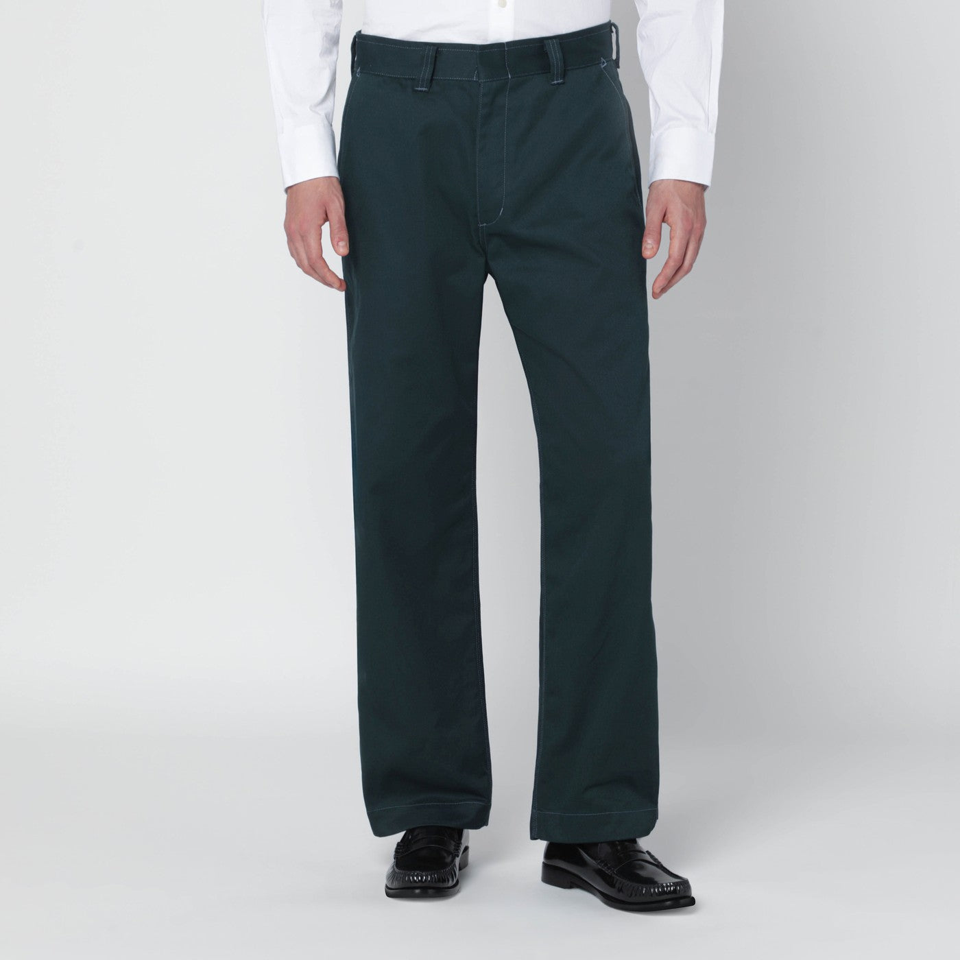Green cotton-blend trousers
