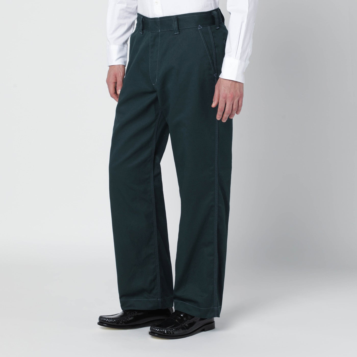 Green cotton-blend trousers