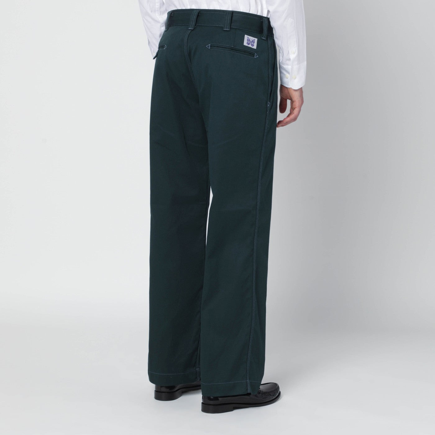 Green cotton-blend trousers