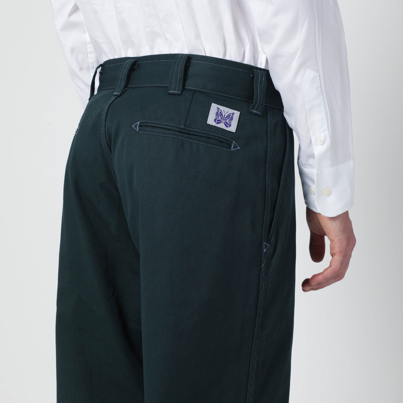 Green cotton-blend trousers