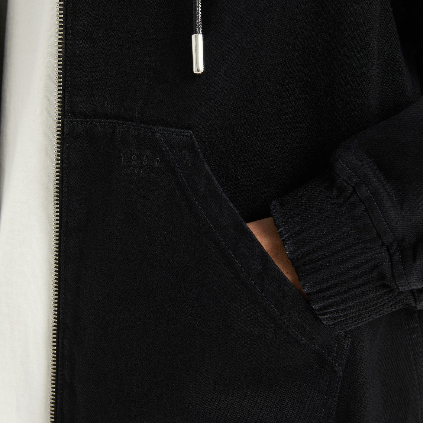 Black denim zip hoodie