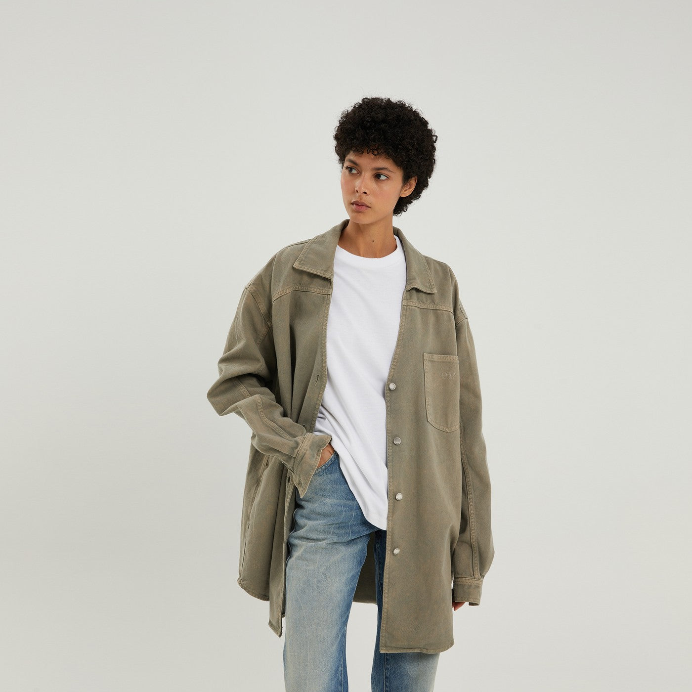 Light brown denim overshirt