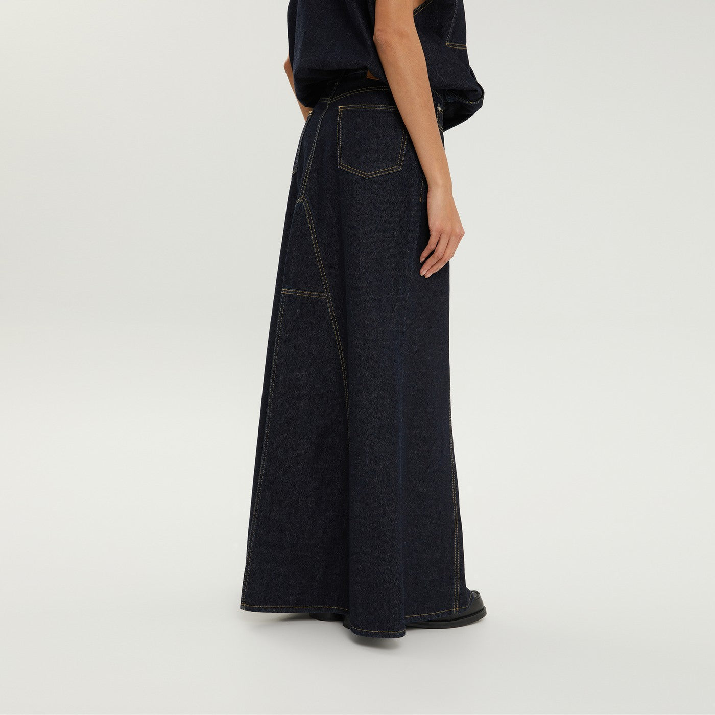 Long denim skirt dark blue