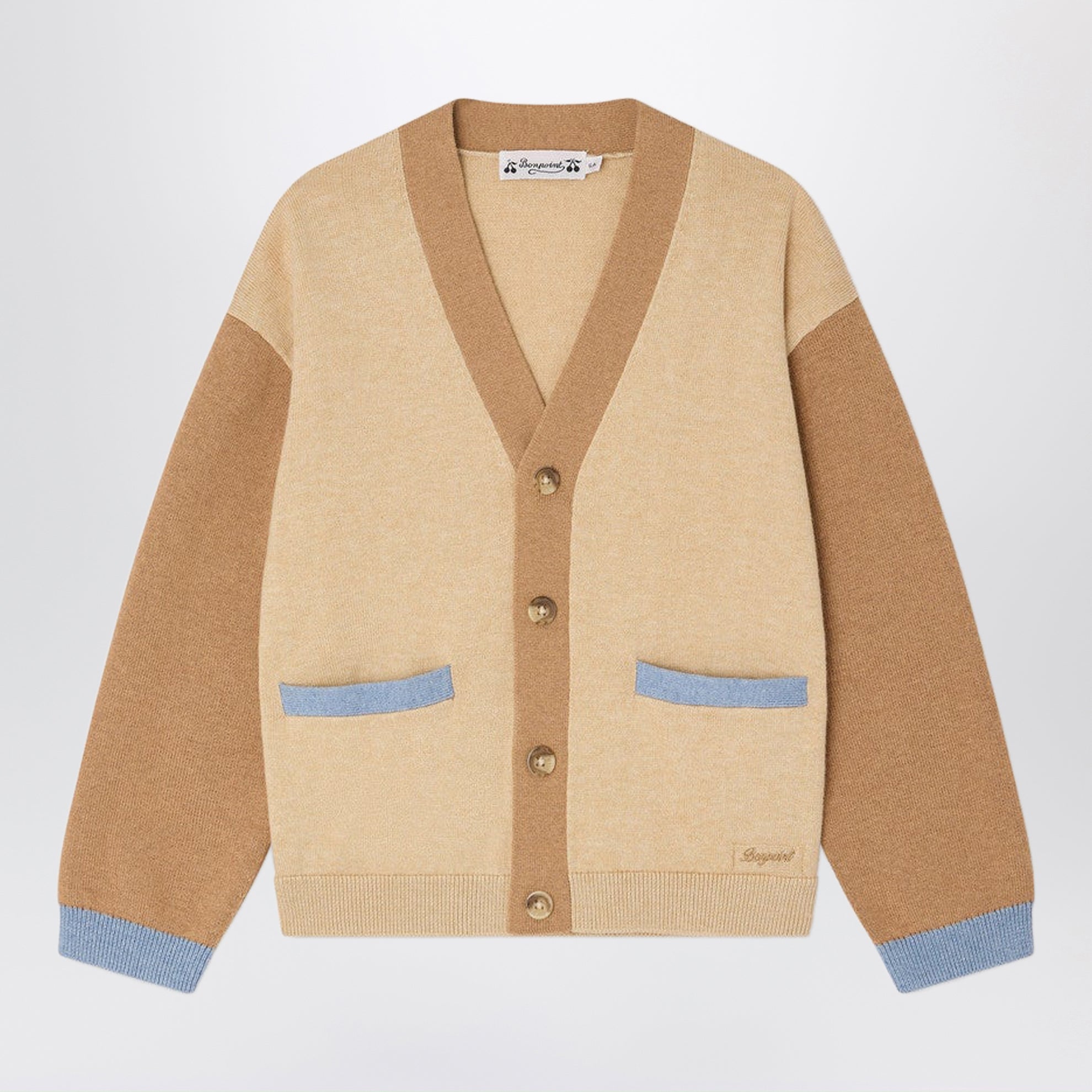 Cardigan Edouard beige en coton et cachemire