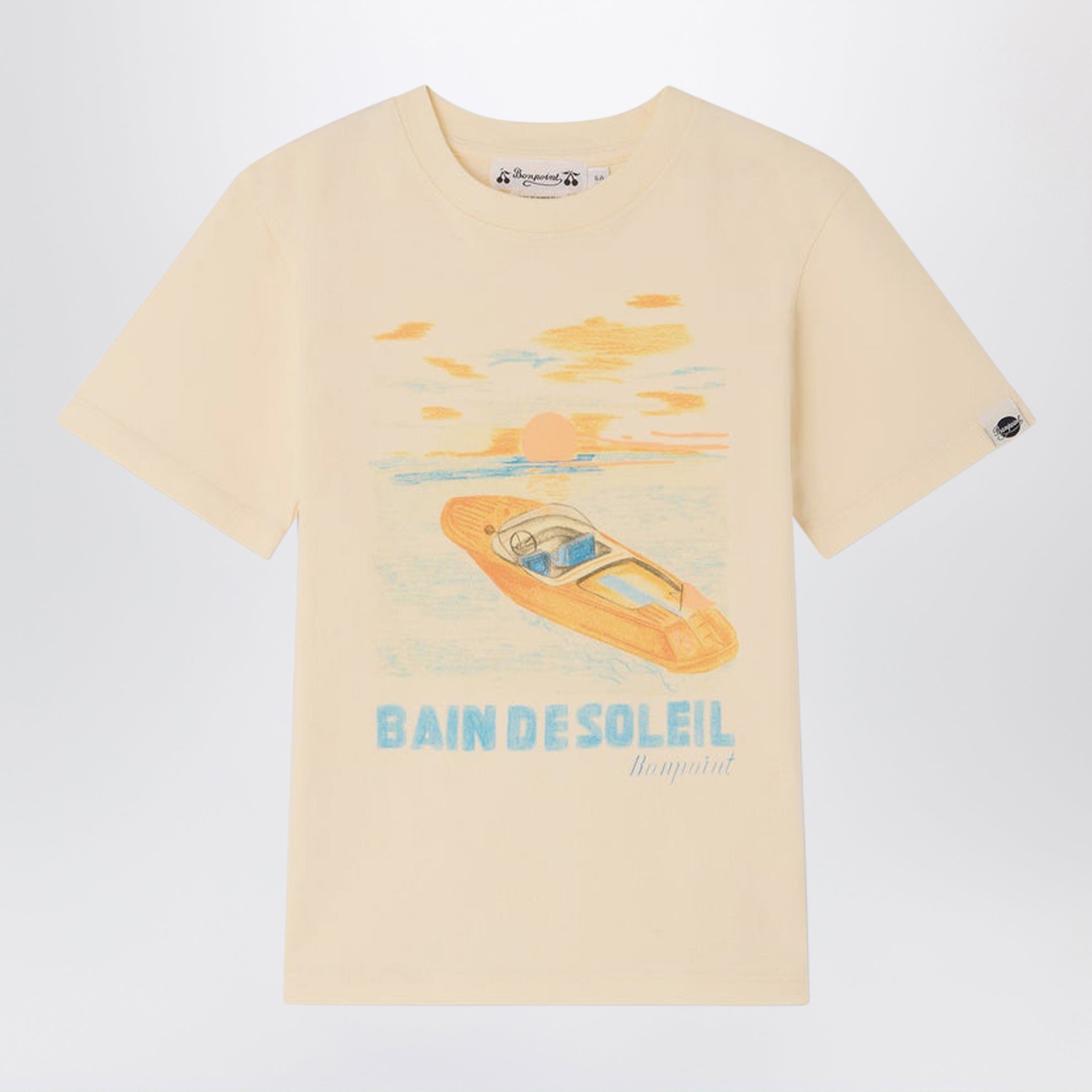 Thibald écru T-shirt with Bain de Soleil print