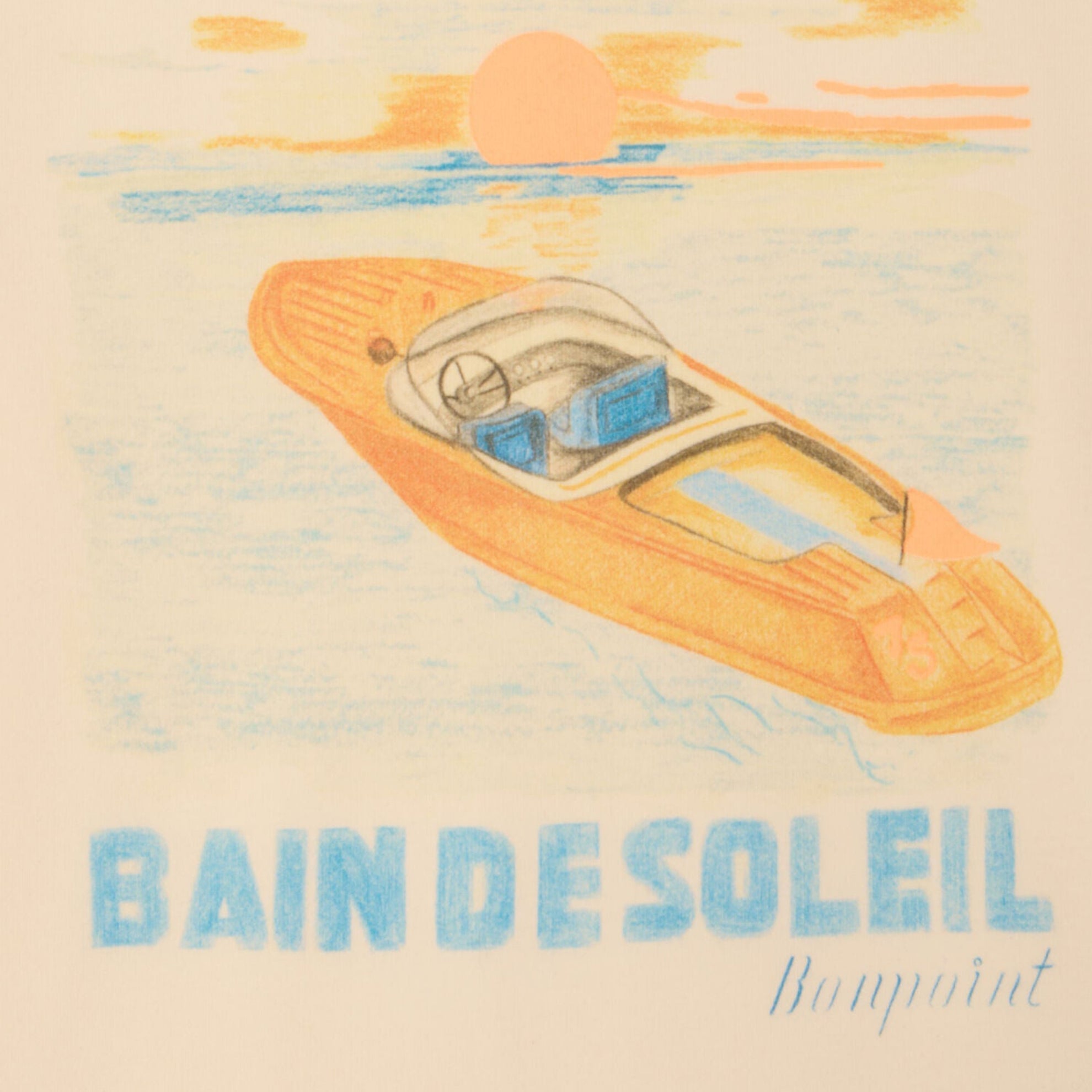 Thibald écru T-shirt with Bain de Soleil print