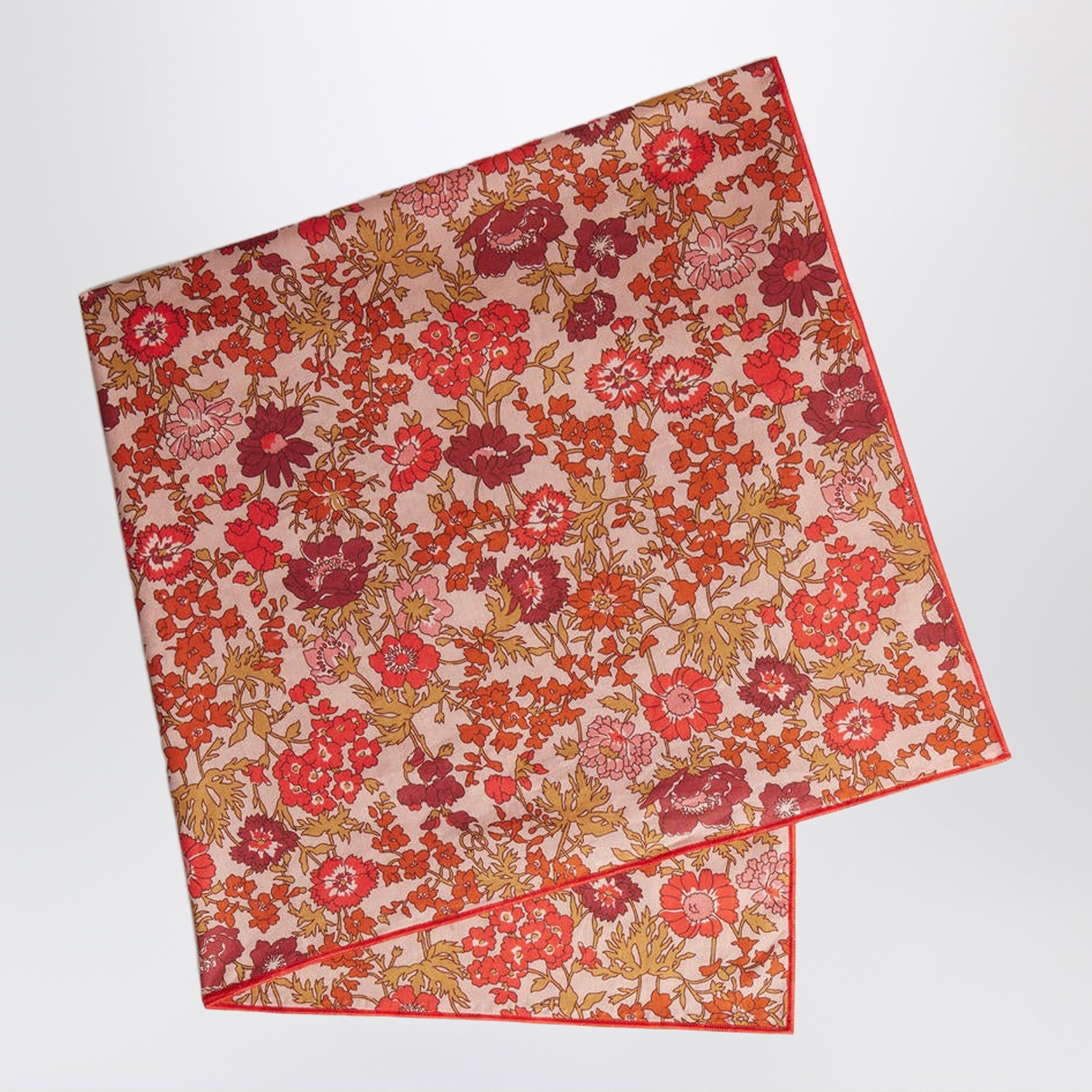 Sciarpa Cayati con fiori rosa in tessuto Liberty