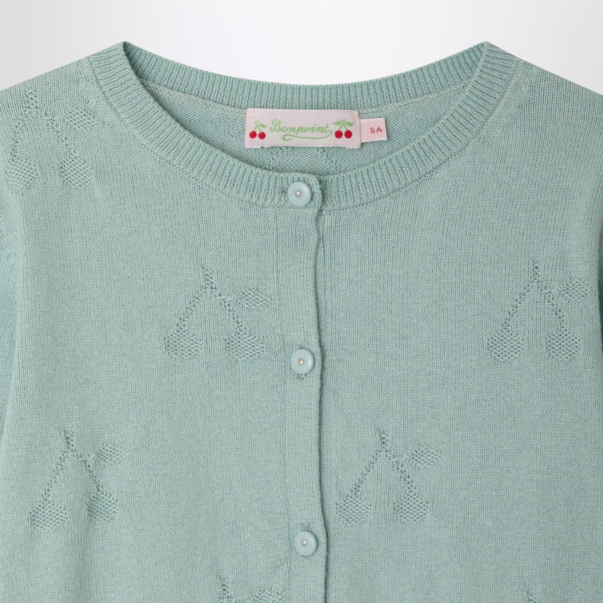 Lysia celadon green cardigan with cherries