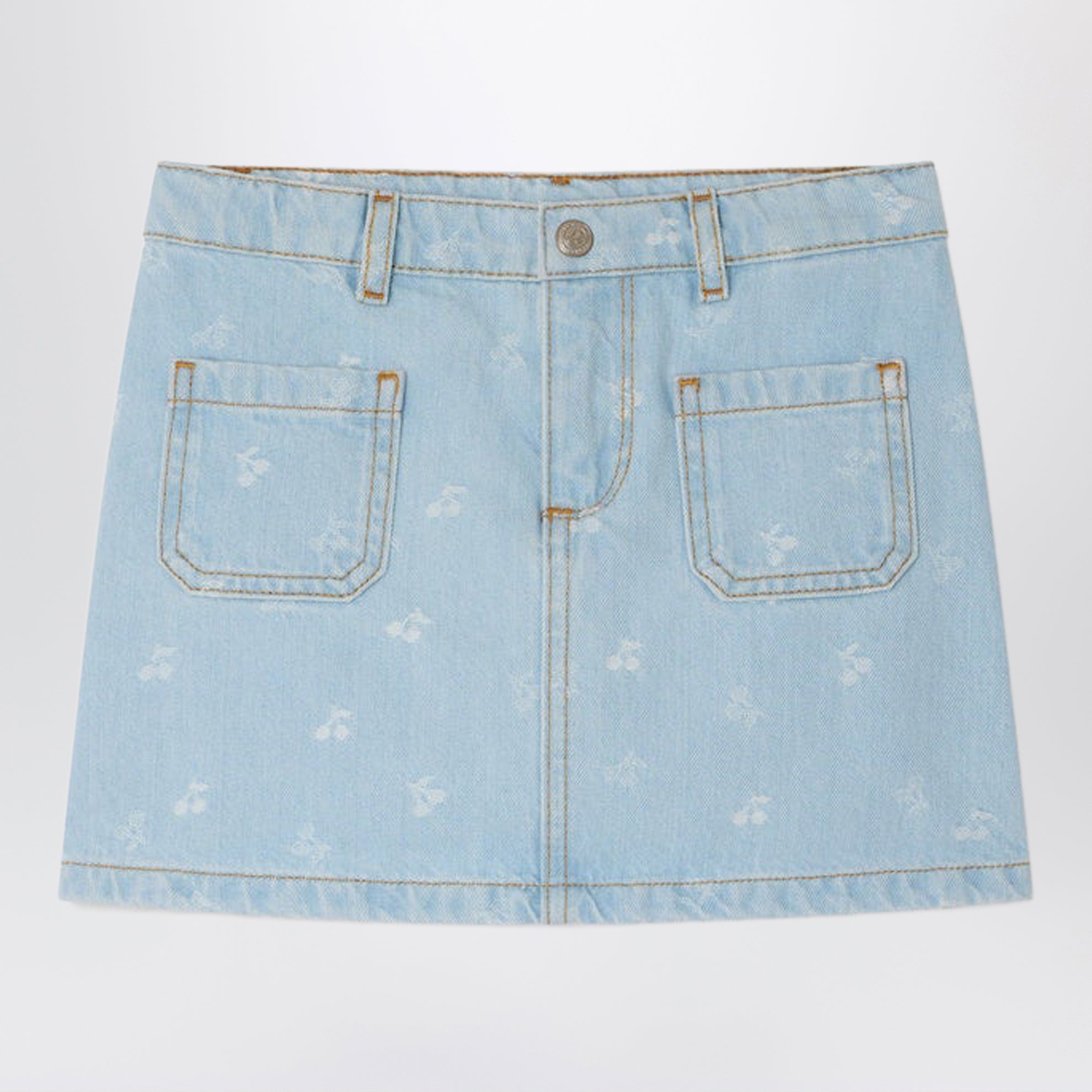 Tison denim skirt with jacquard cherries