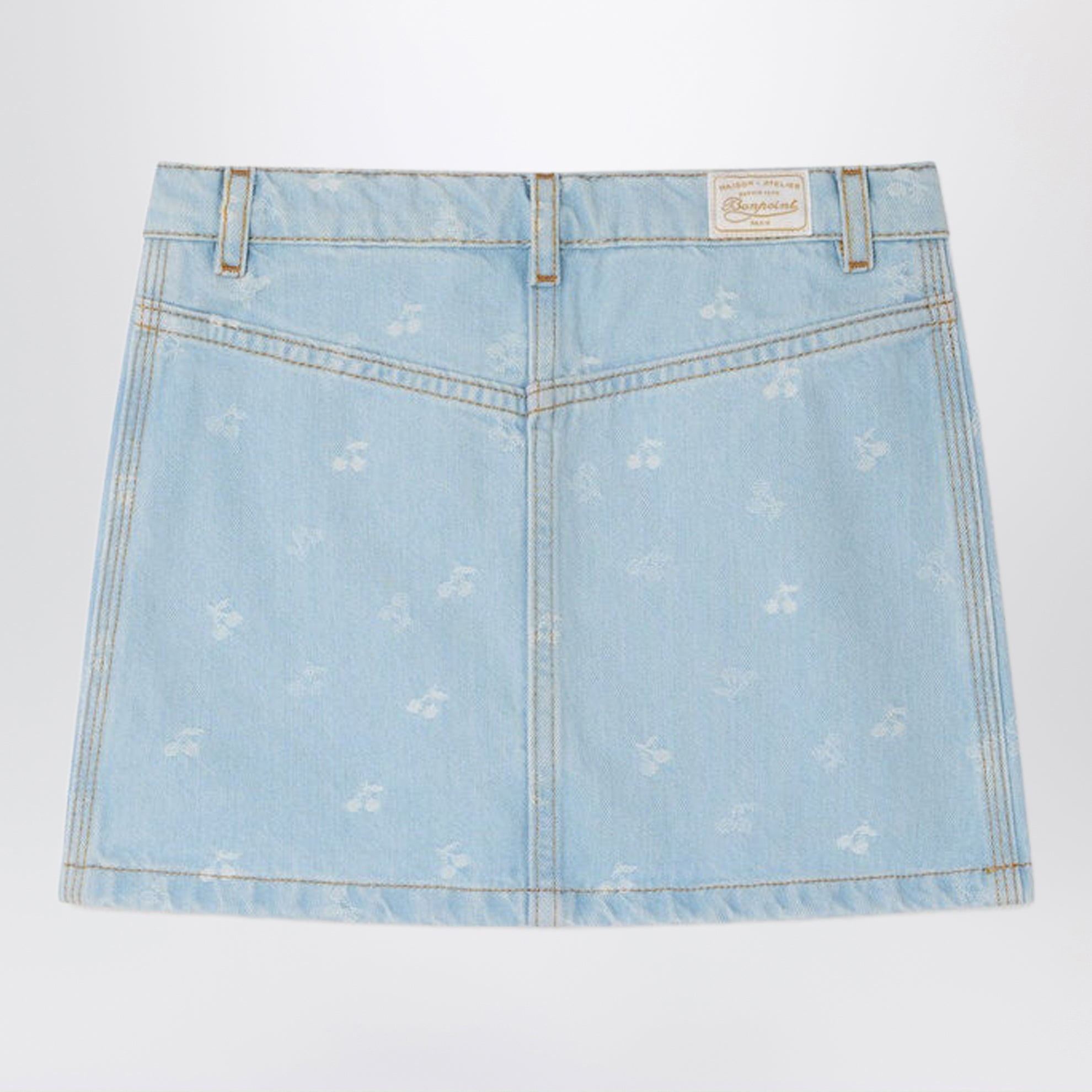 Tison denim skirt with jacquard cherries