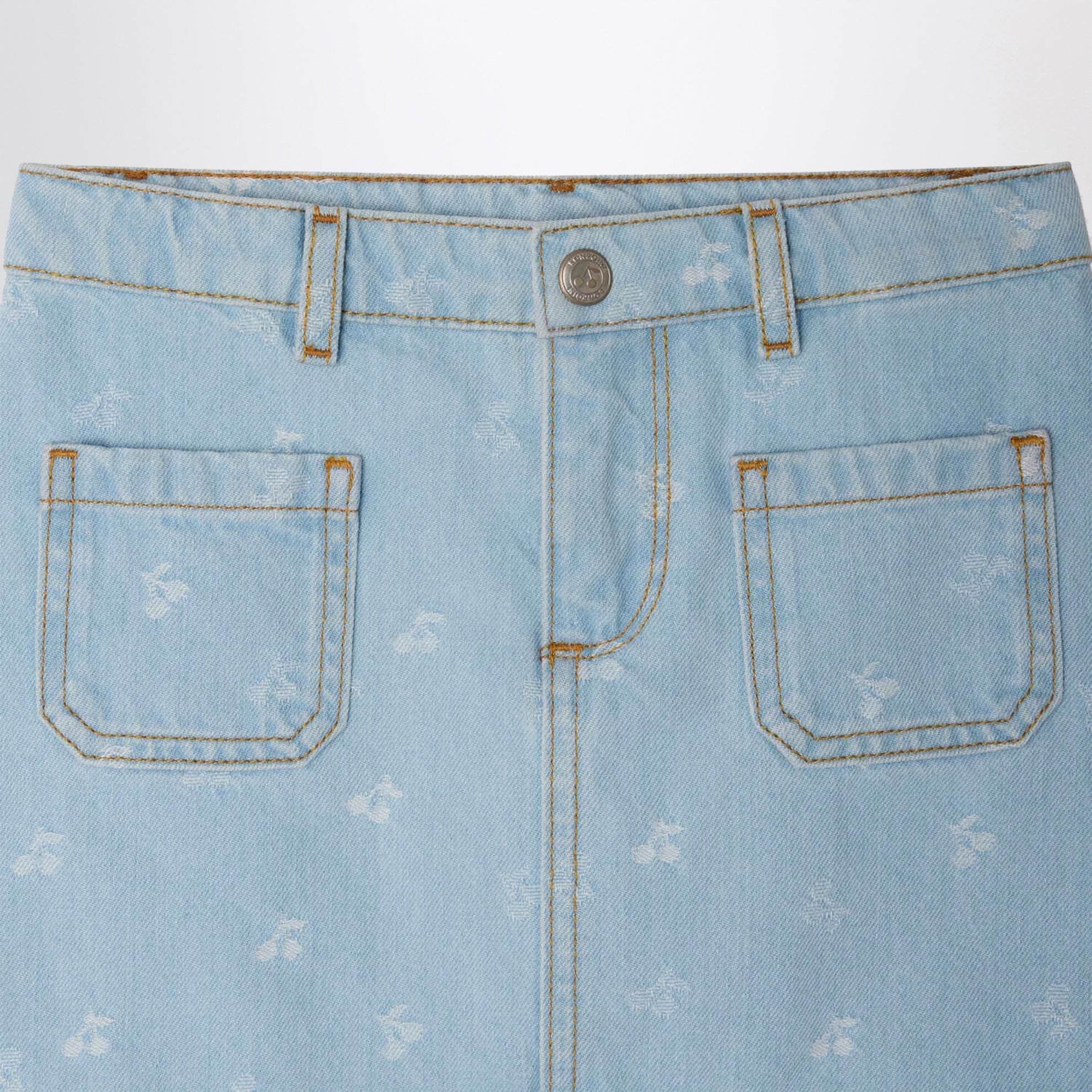 Tison denim skirt with jacquard cherries