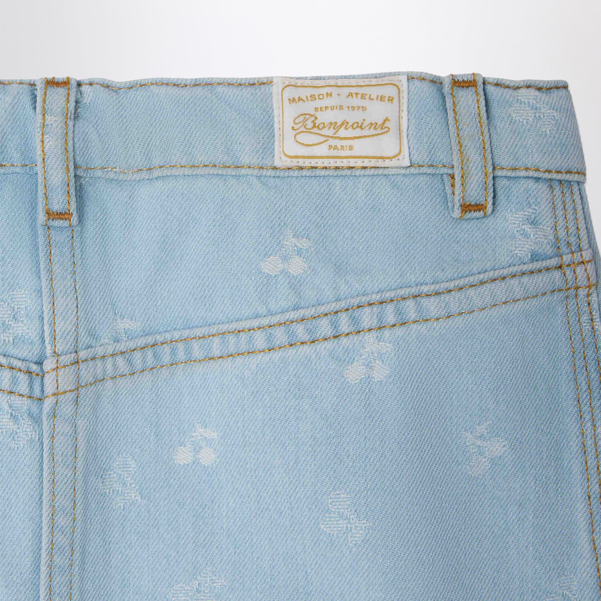 Tison denim skirt with jacquard cherries