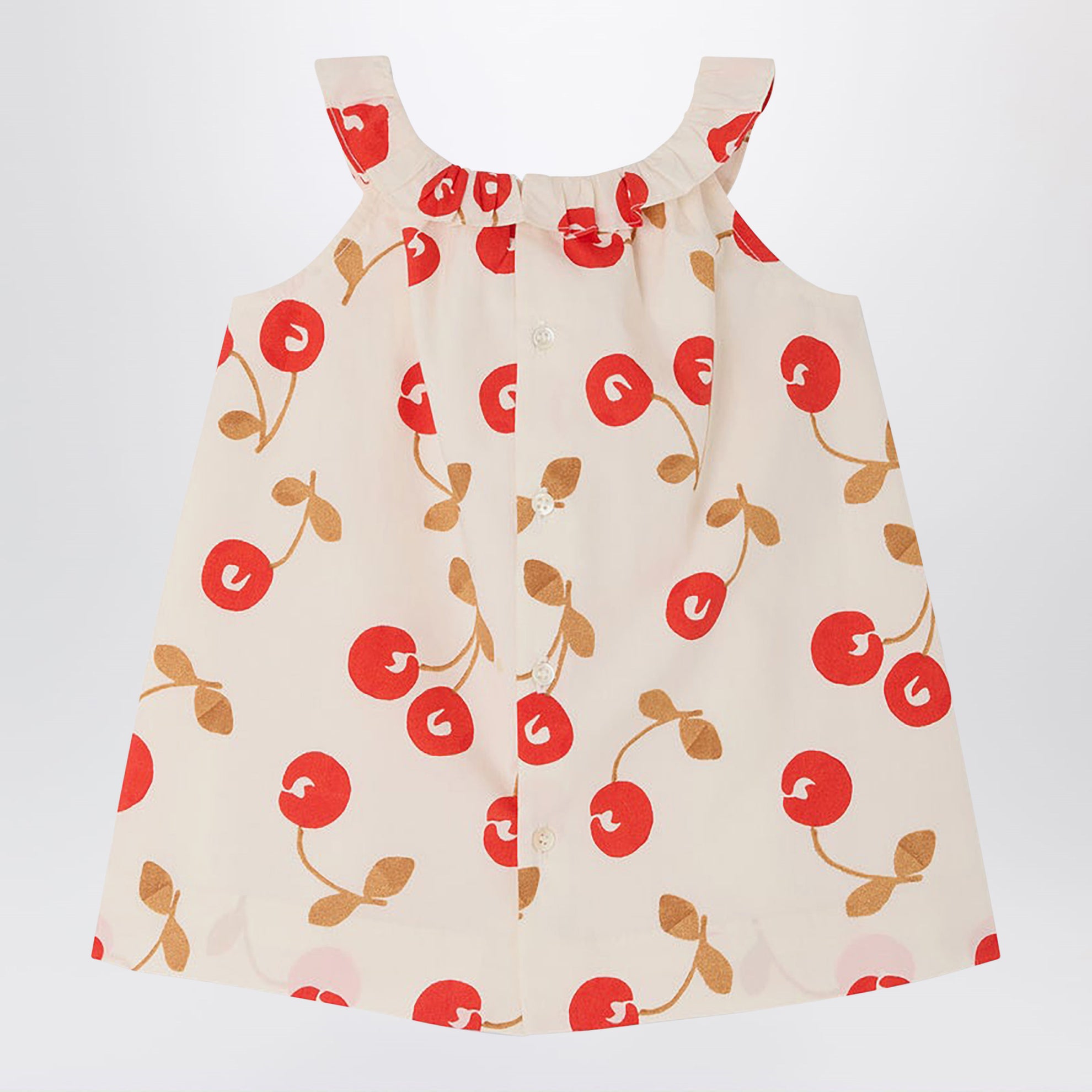 Robe Niniki écru avec imprimé cerises et volants