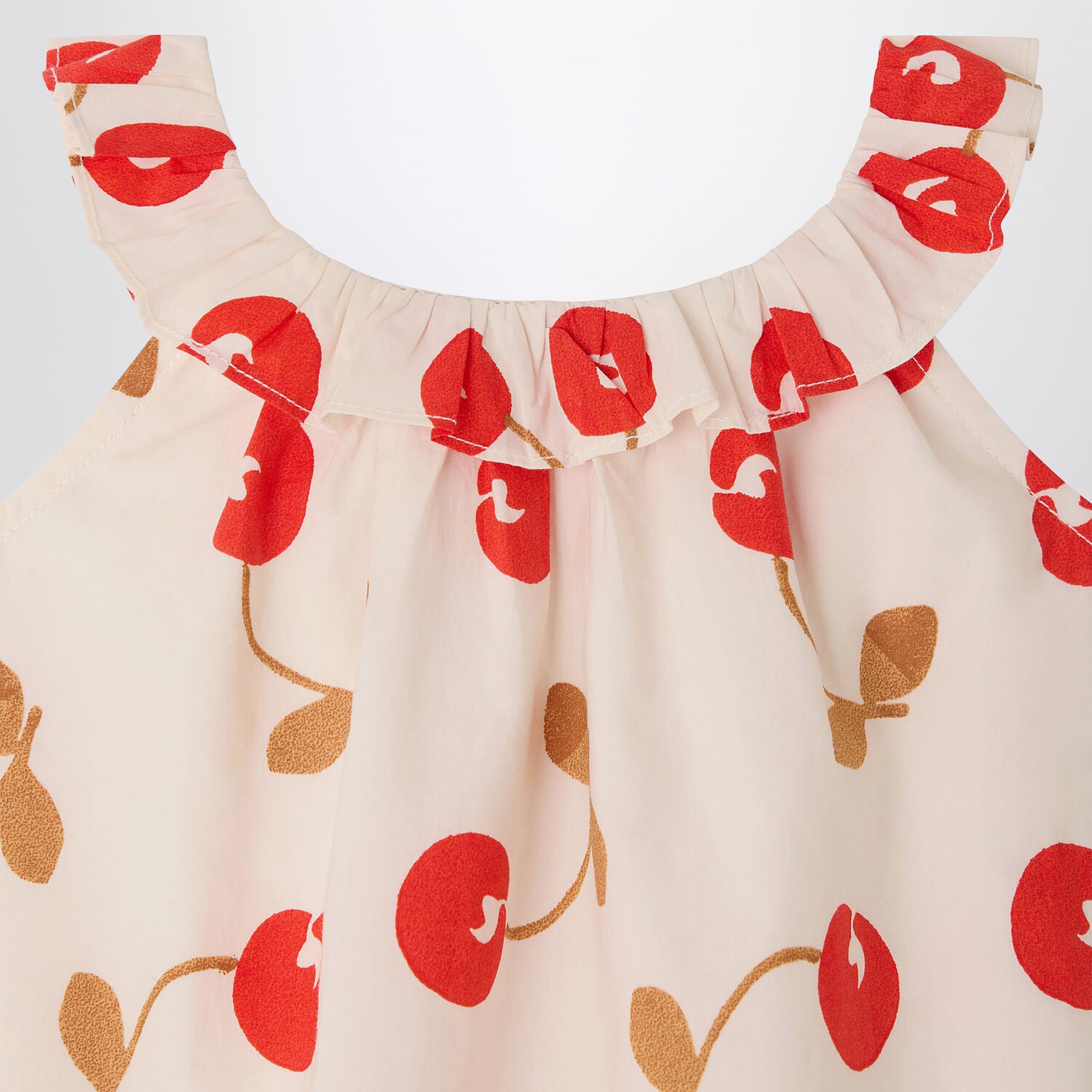 Robe Niniki écru avec imprimé cerises et volants