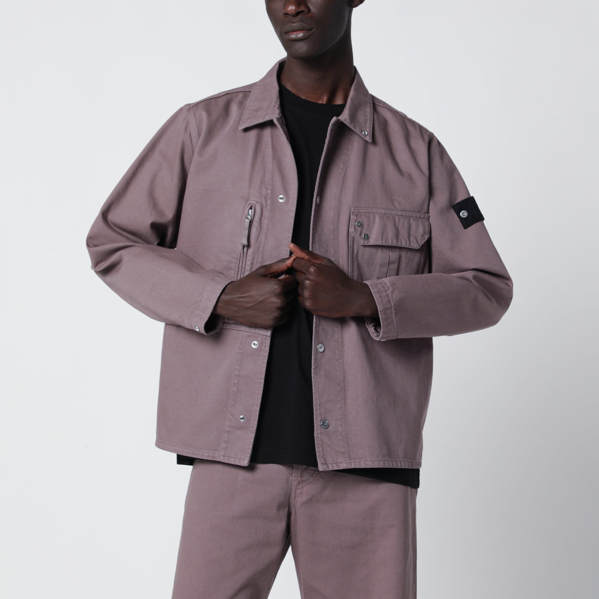Lila/graue Hemdjacke aus Baumwolle