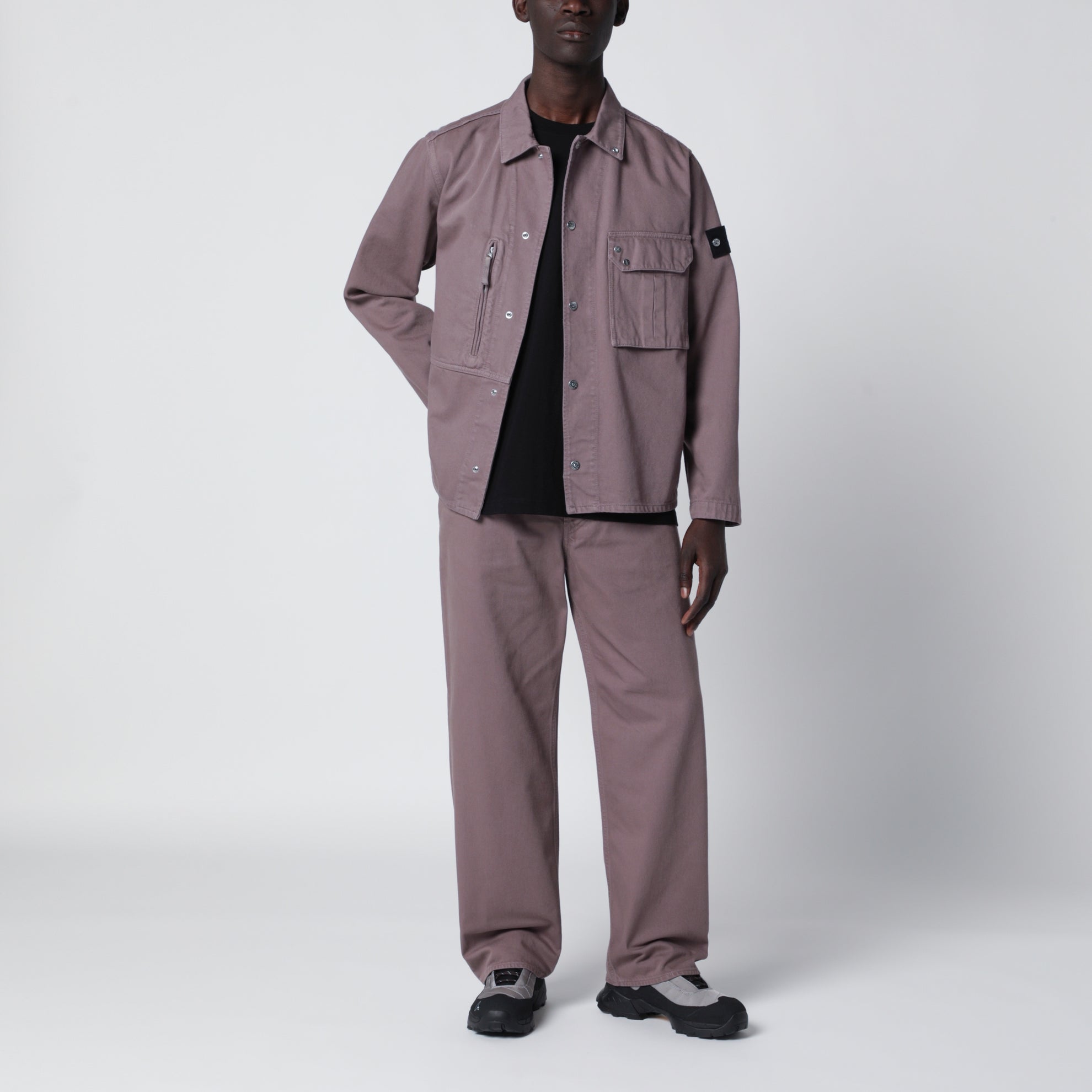 Lila/graue Hemdjacke aus Baumwolle