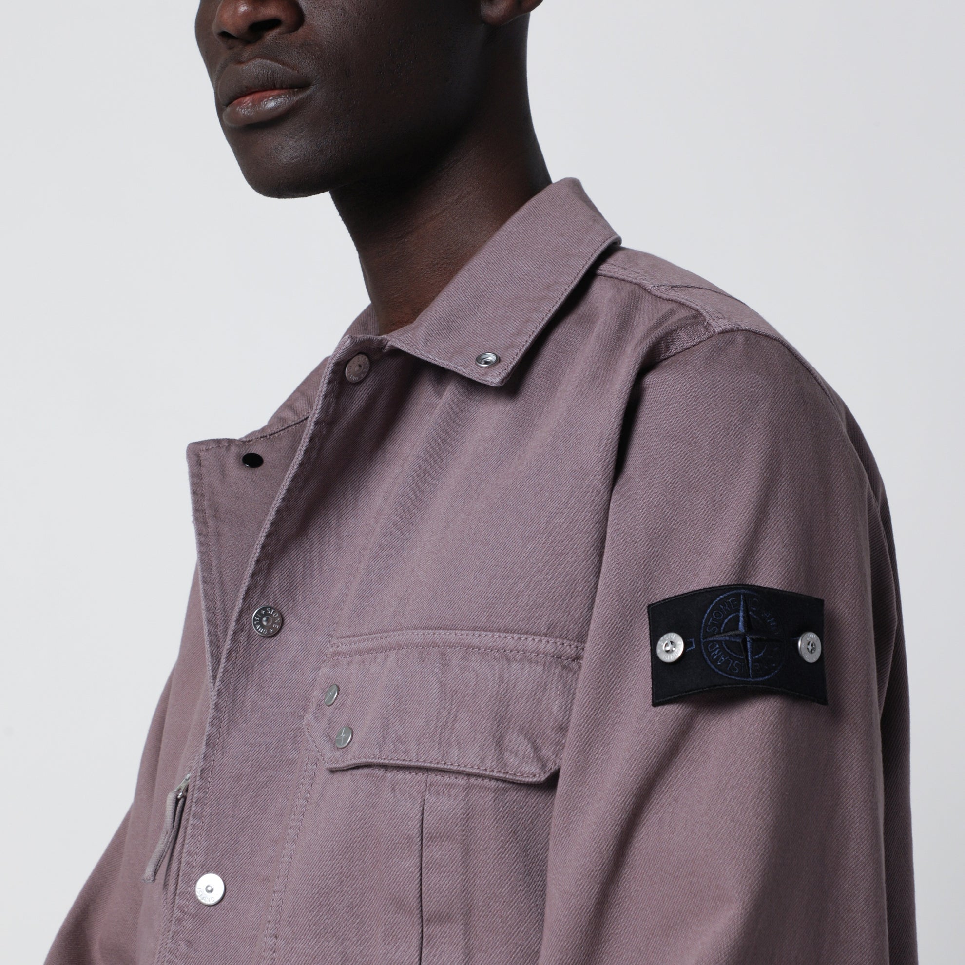Lila/graue Hemdjacke aus Baumwolle