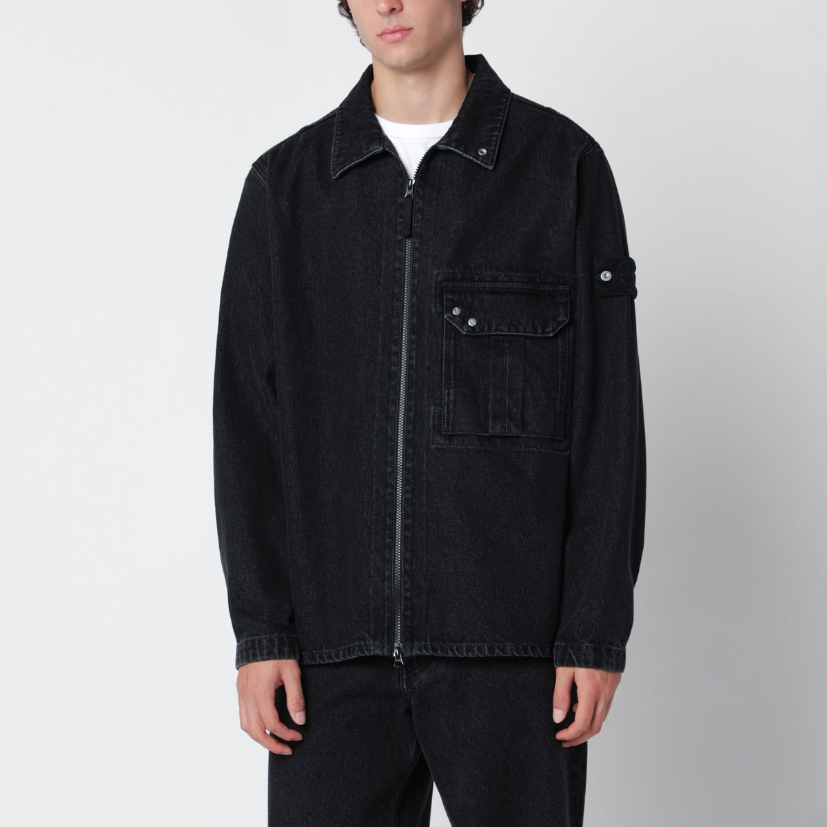 Schwarze Denim-Hemdjacke