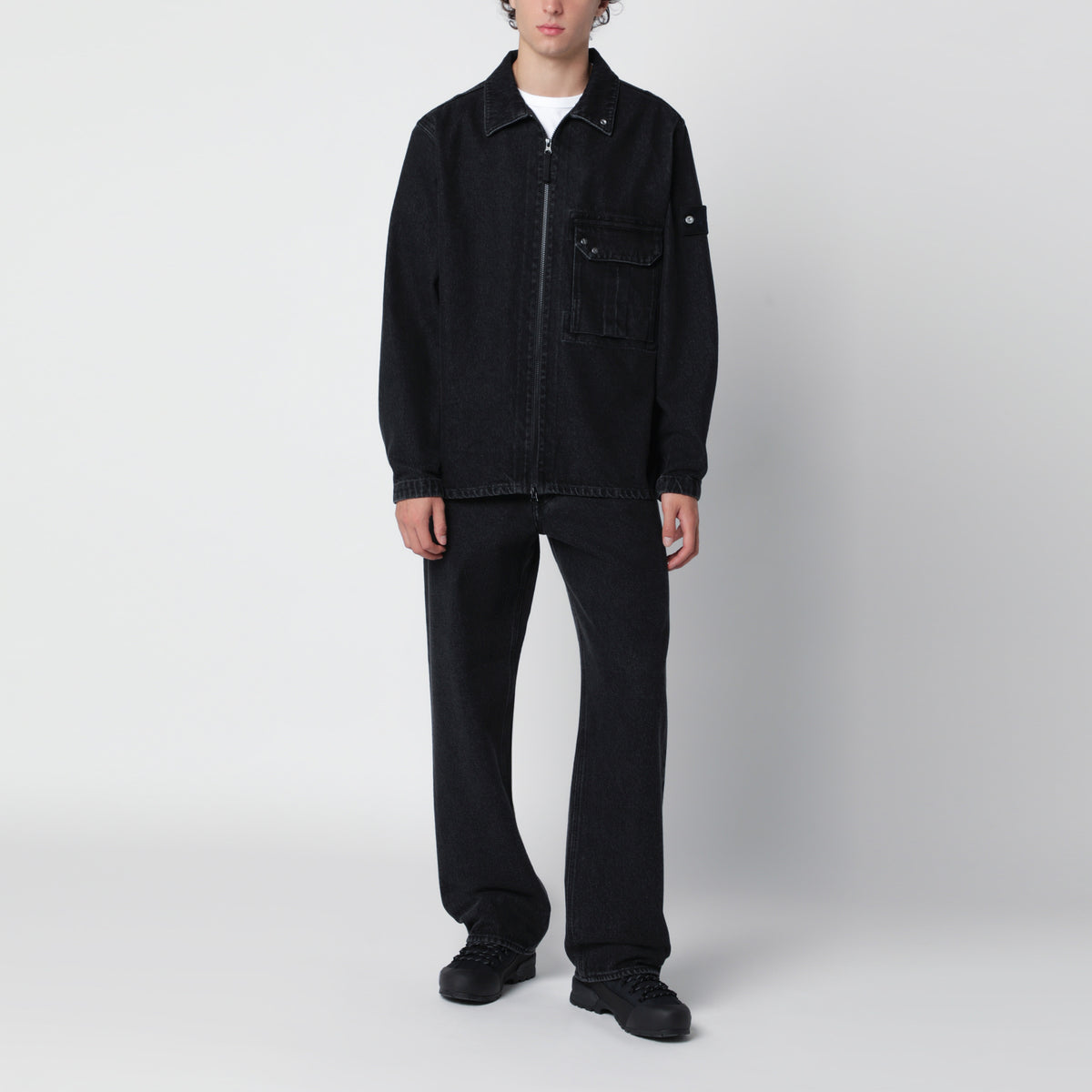Schwarze Denim-Hemdjacke