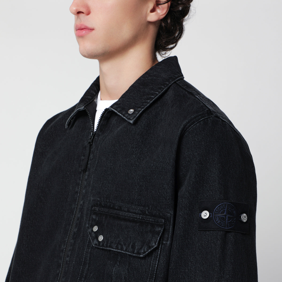 Schwarze Denim-Hemdjacke
