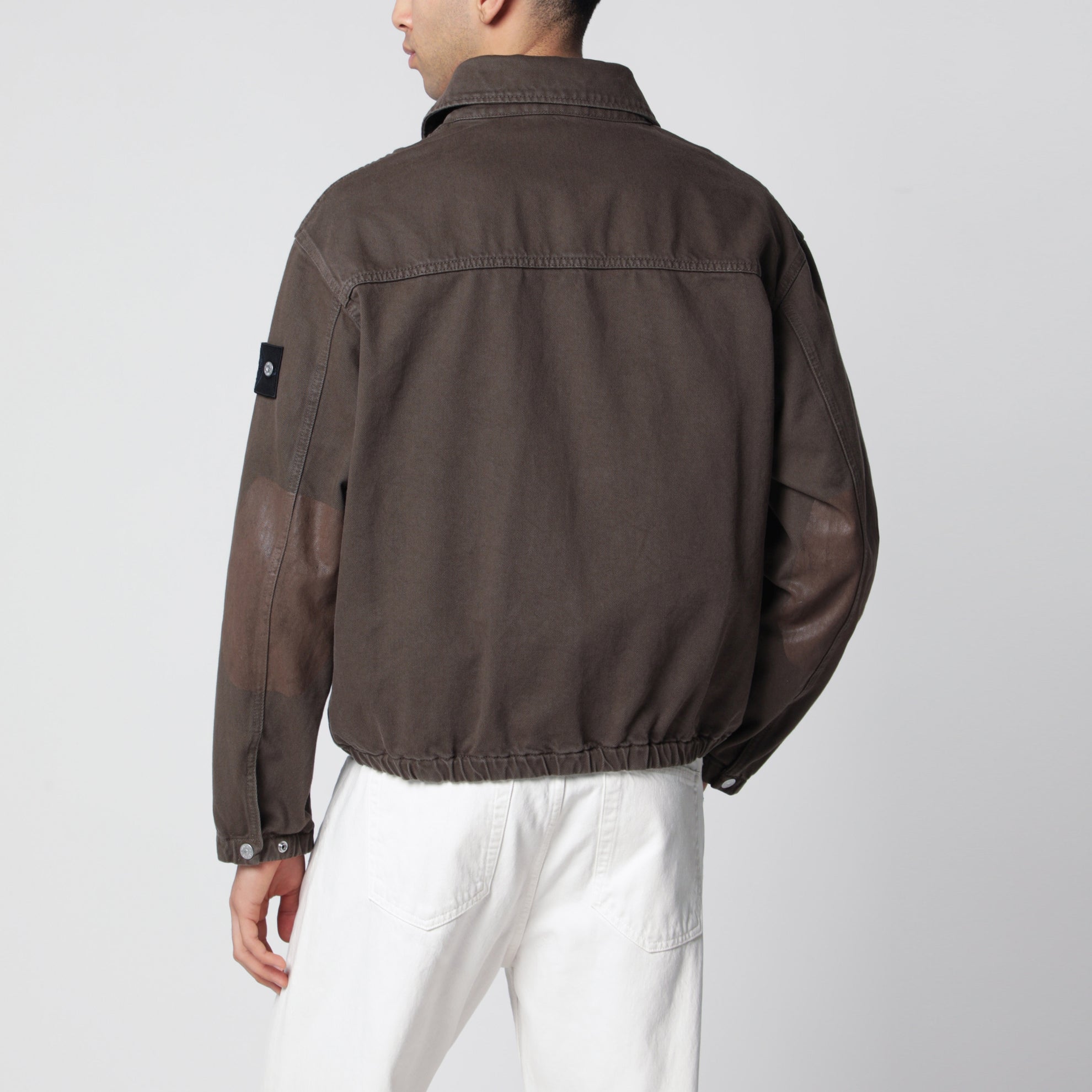 Coach jacket antigoccia in denim di cotone marrone