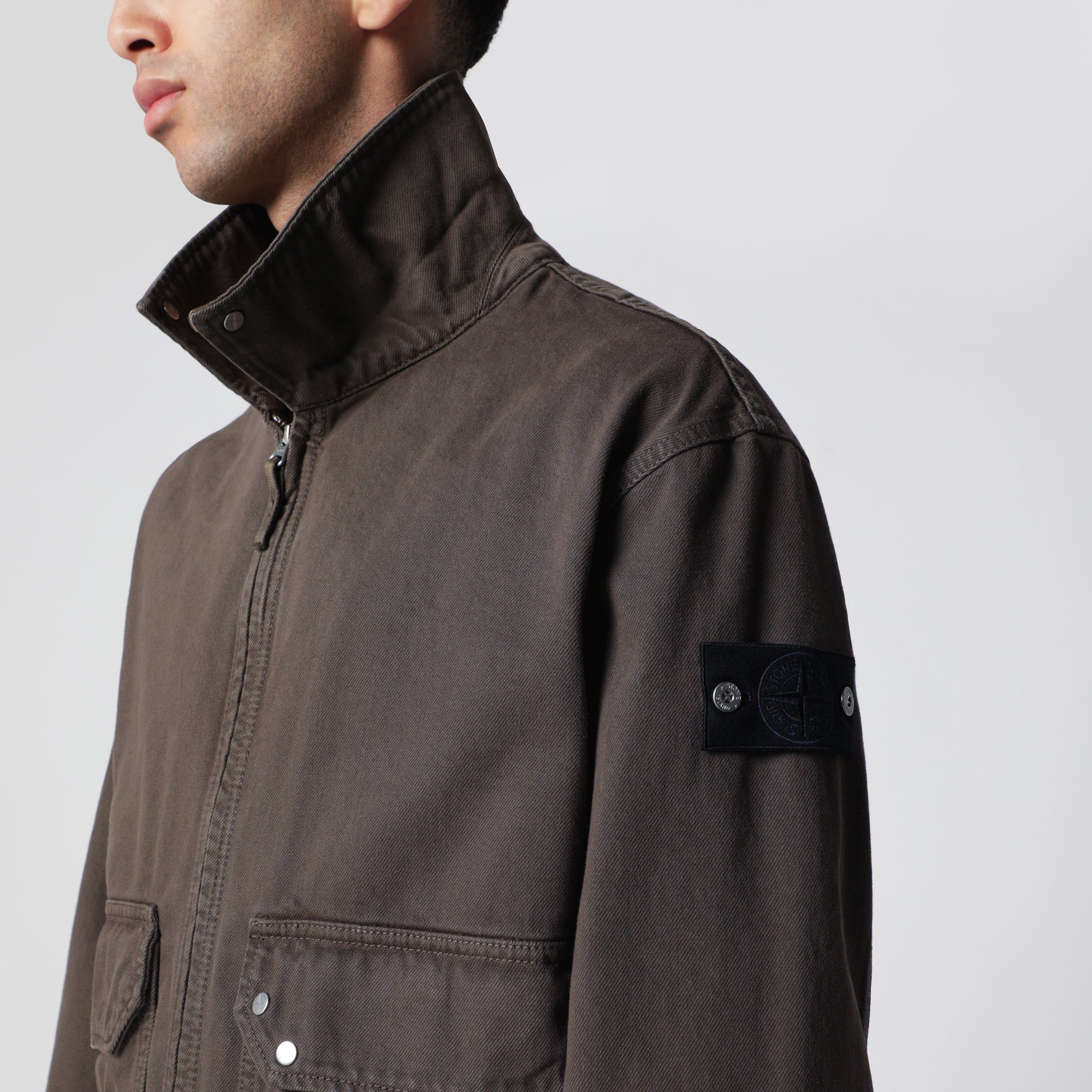 Coach jacket antigoccia in denim di cotone marrone