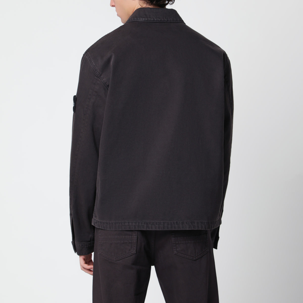 Dunkelburgunderfarbene, leichte Jeans-Coachjacke